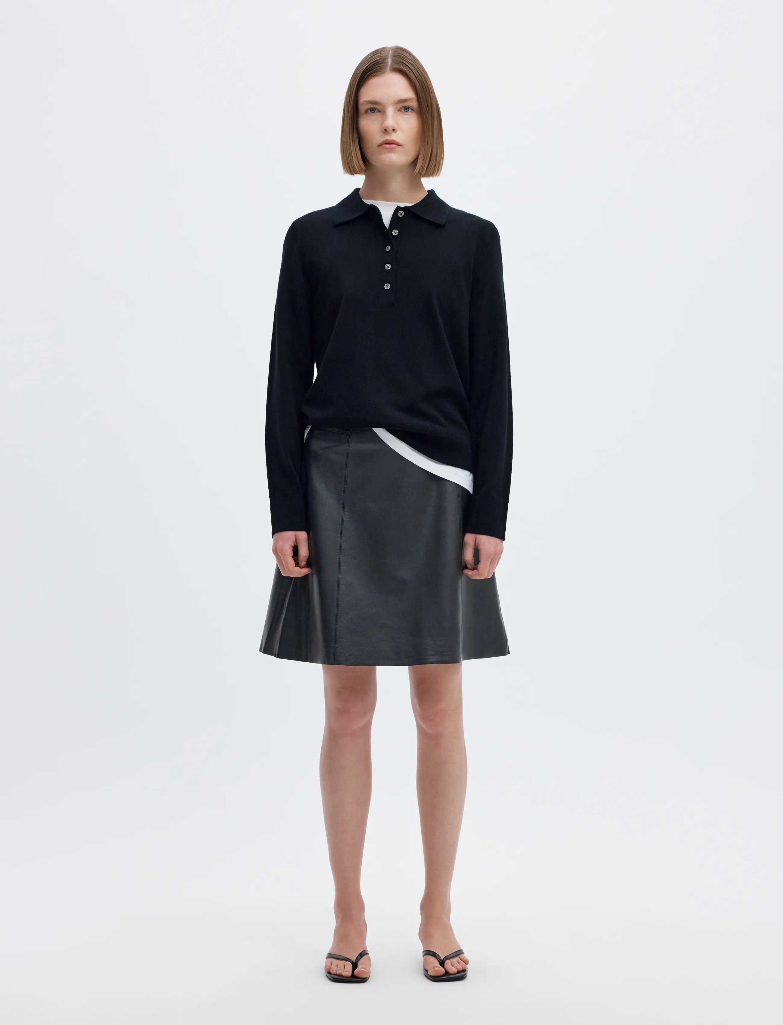 Selected - SLWNEW IBI MW LEATHER SKIRT B NOOS - lædernederdele - black - 4