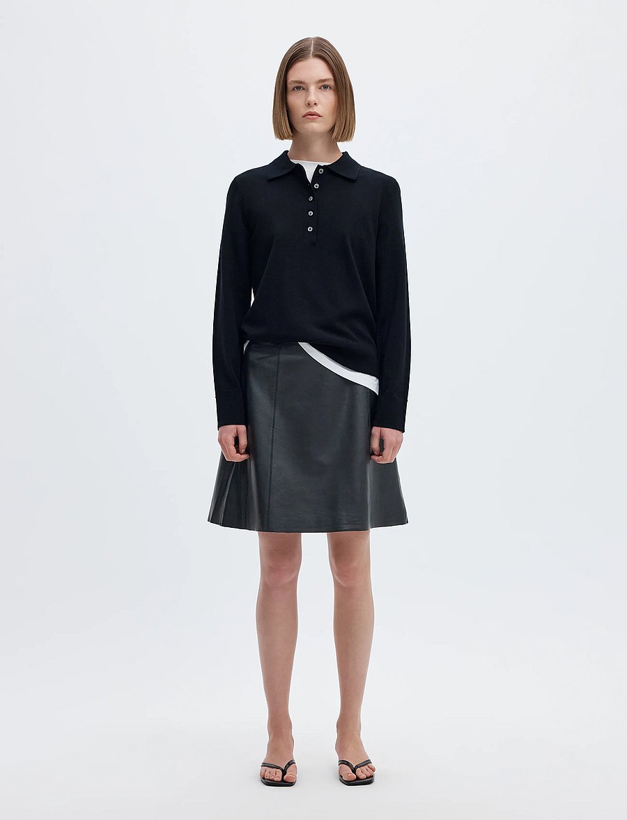 Selected - SLWNEW IBI MW LEATHER SKIRT B NOOS - lædernederdele - black - 4