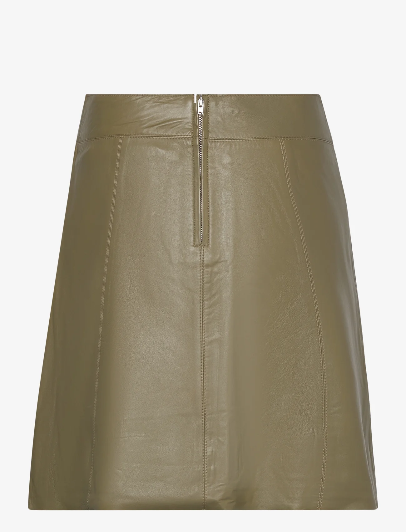 Selected Femme - SLFNEW IBI MW LEATHER SKIRT B - lederröcke - dusky green - 1