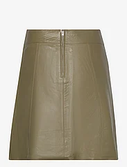 Selected Femme - SLFNEW IBI MW LEATHER SKIRT B - leather skirts - dusky green - 1
