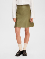Selected Femme - SLFNEW IBI MW LEATHER SKIRT B - leather skirts - dusky green - 2