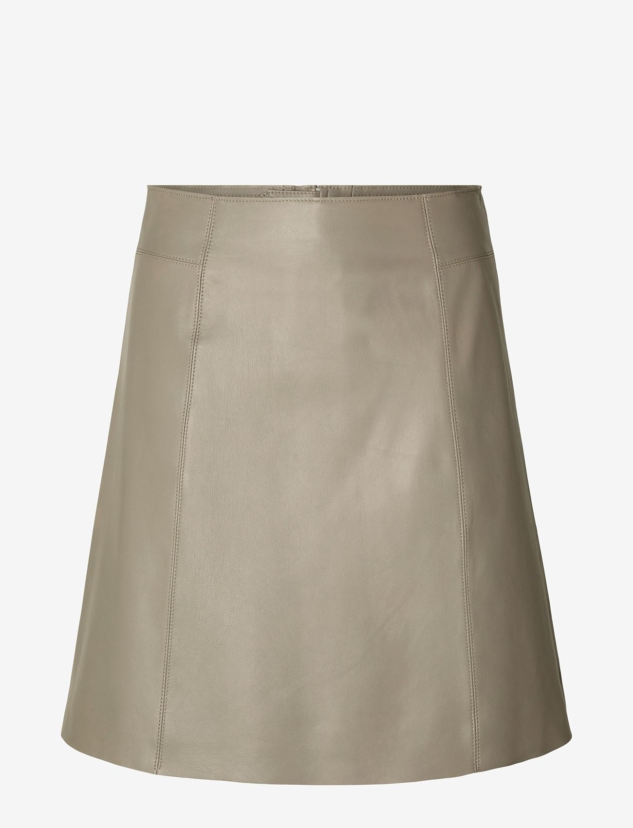 Selected Femme - SLFNEW IBI MW LEATHER SKIRT B - leather skirts - greige - 0