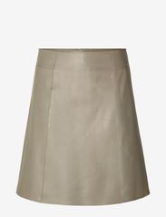 Selected Femme - SLFNEW IBI MW LEATHER SKIRT B - skjørt i skinn - greige - 0