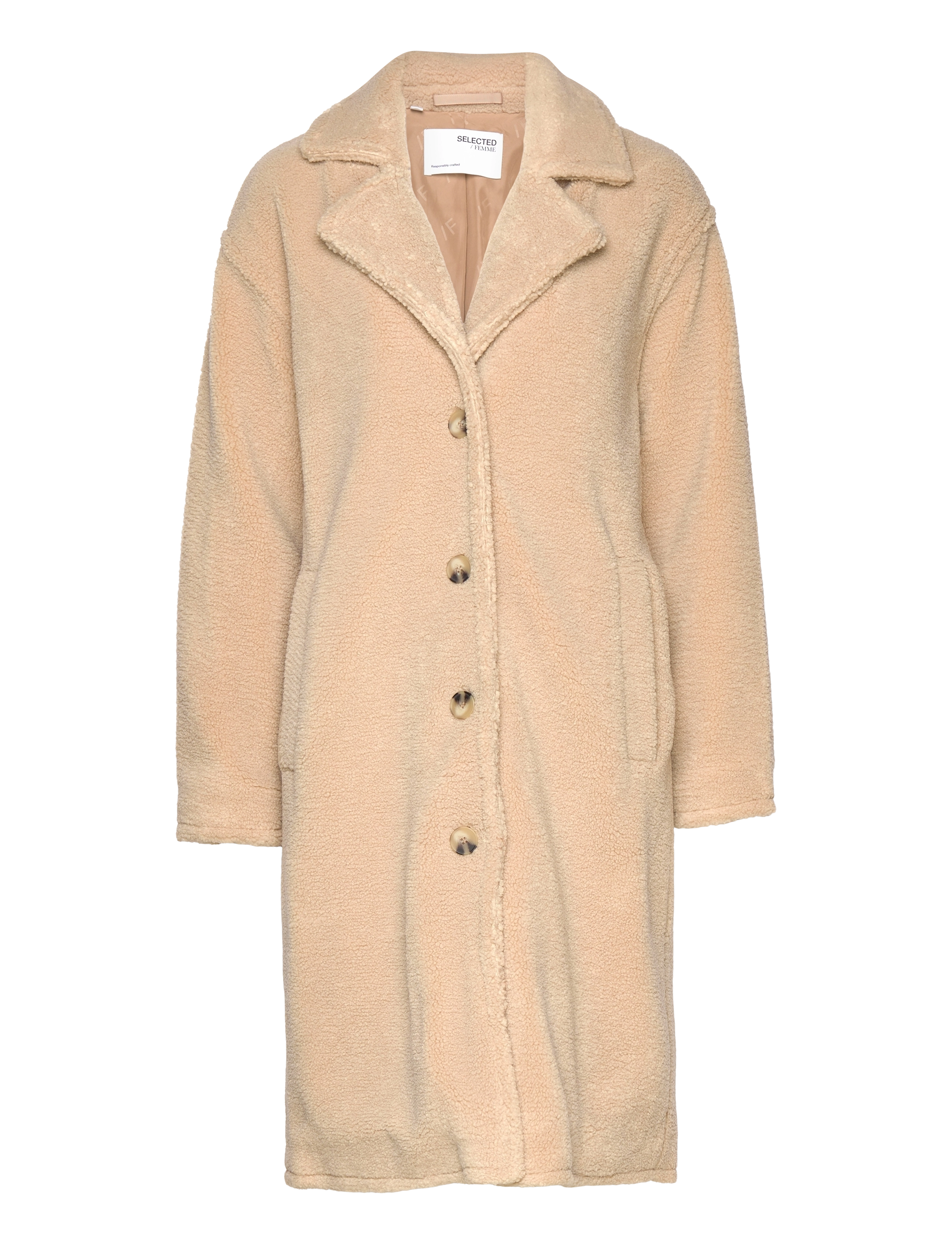Selected SLFLANA TEDDY COAT B -  - SANDSHELL / beige