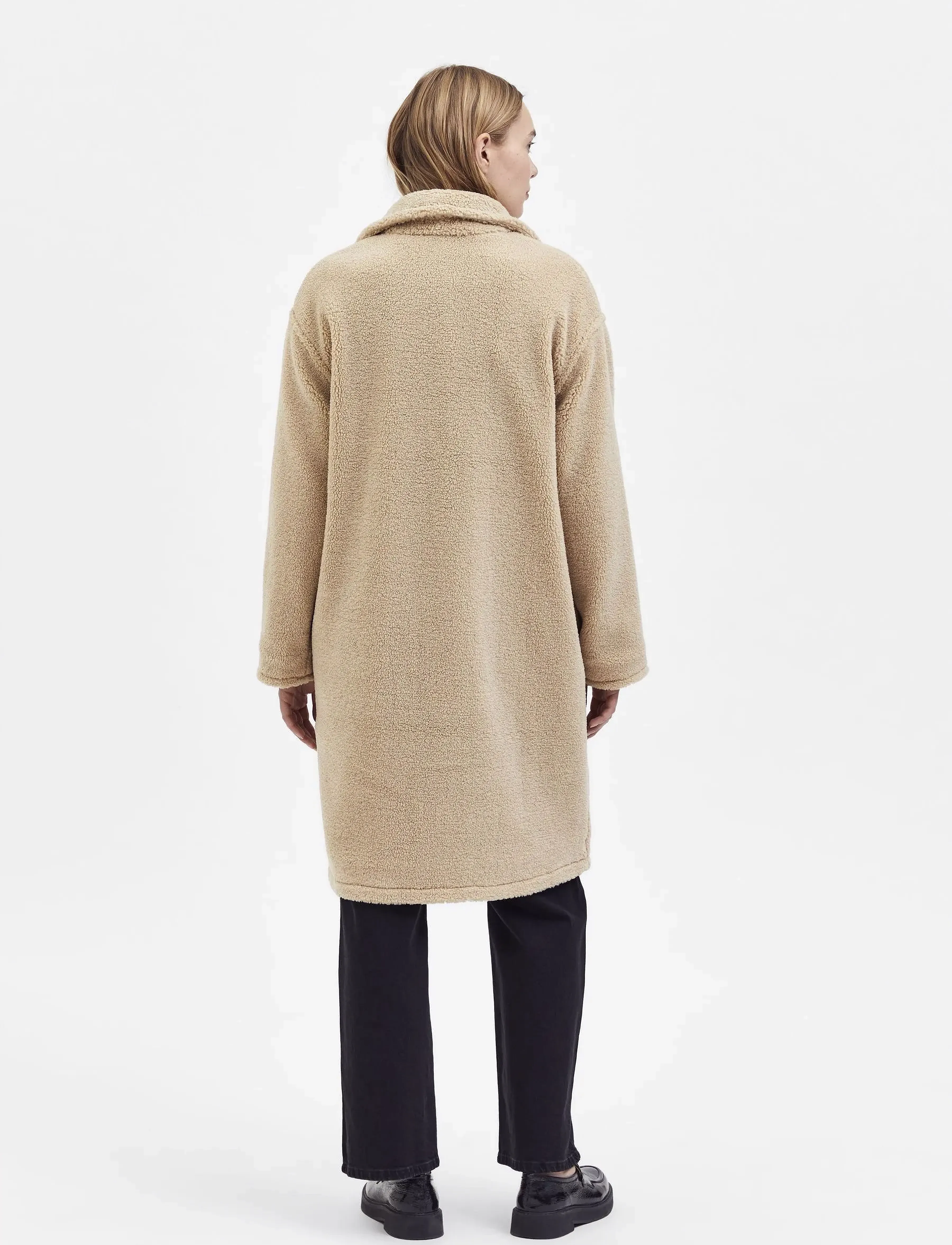 Selected - SLFLANA TEDDY COAT B - overtøj - sandshell - 3