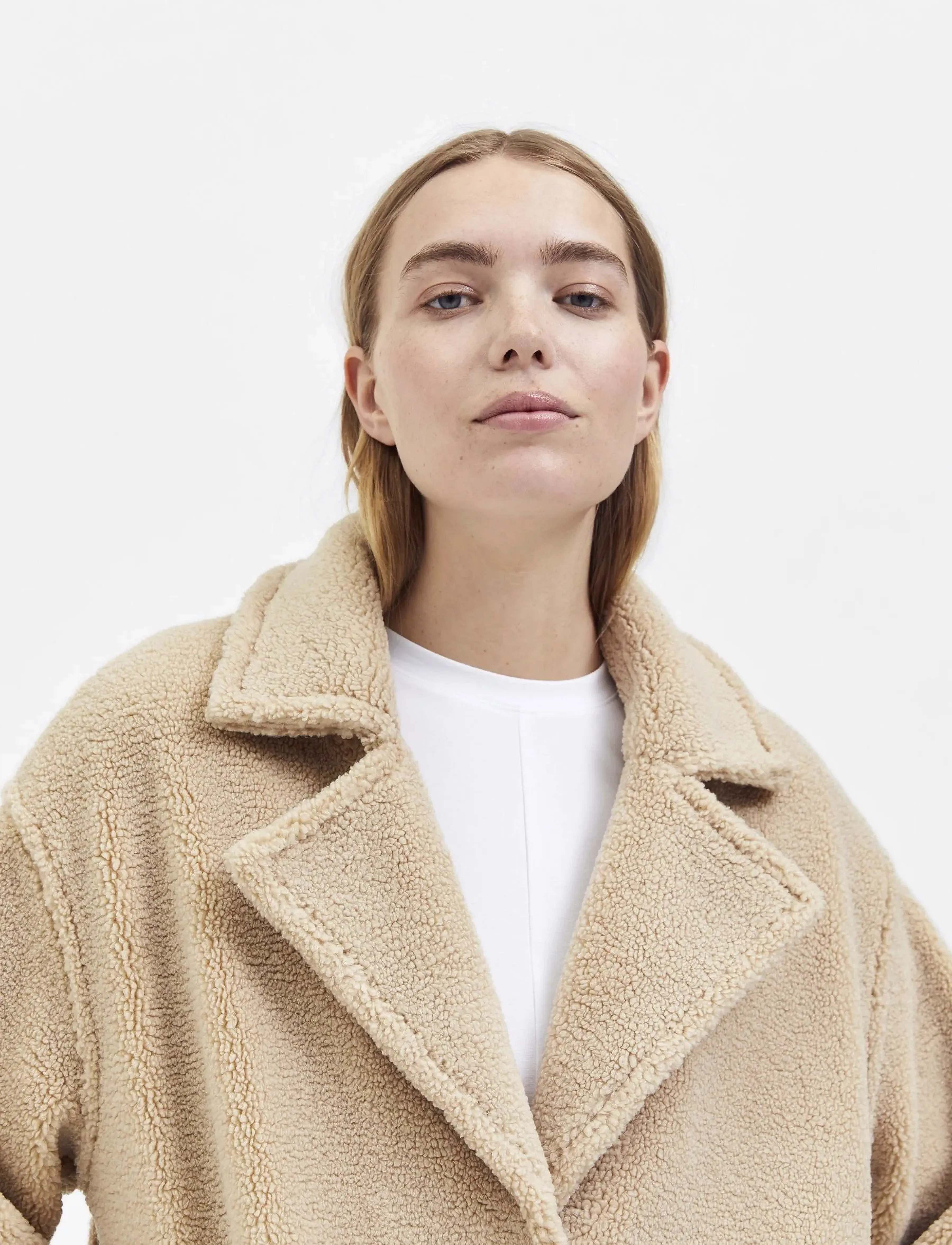 Selected - SLFLANA TEDDY COAT B - overtøj - sandshell - 5