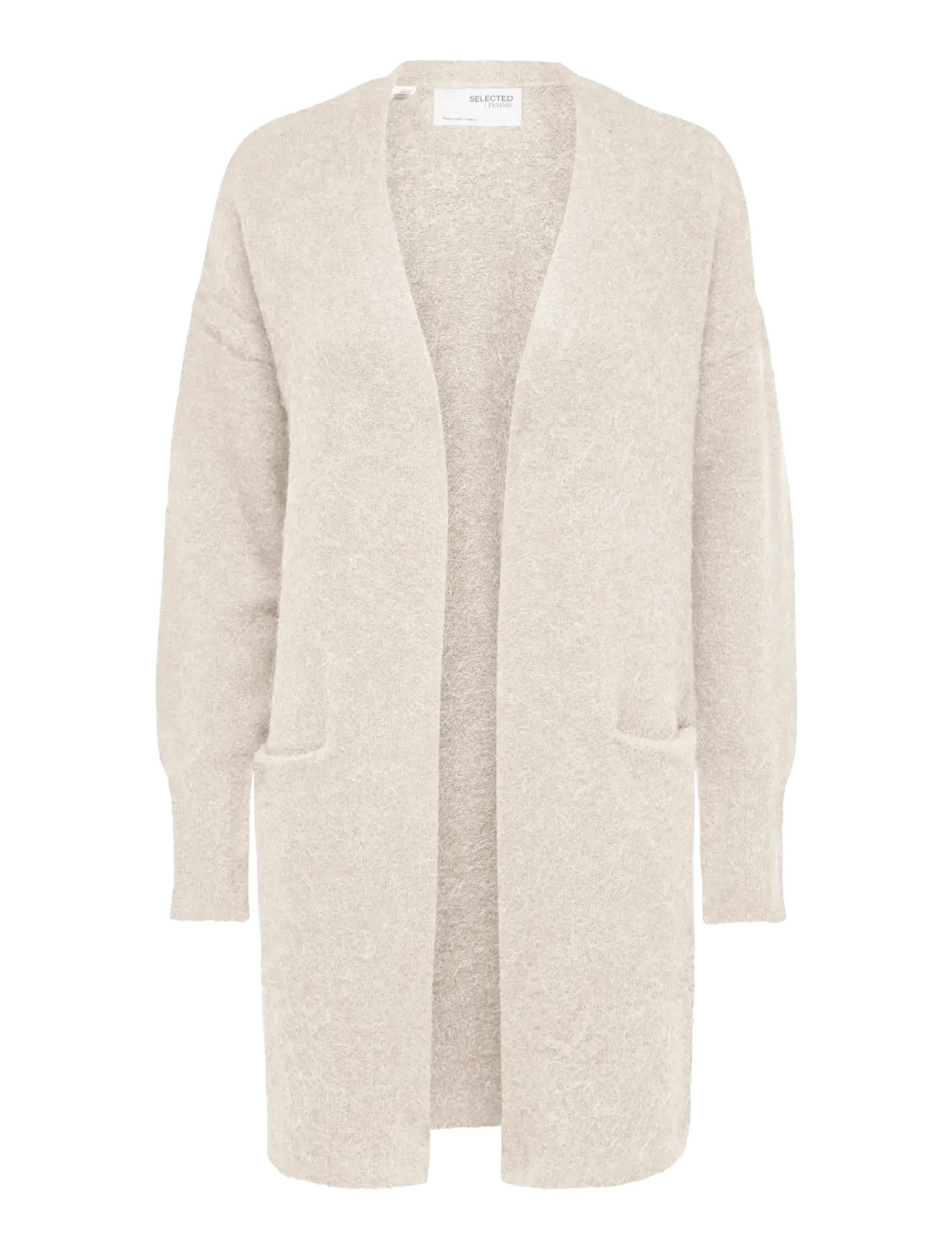 Selected SLWLULU NEW LS KNIT LONG CARDIGAN B NOOS - Cardigans - BIRCH / beige