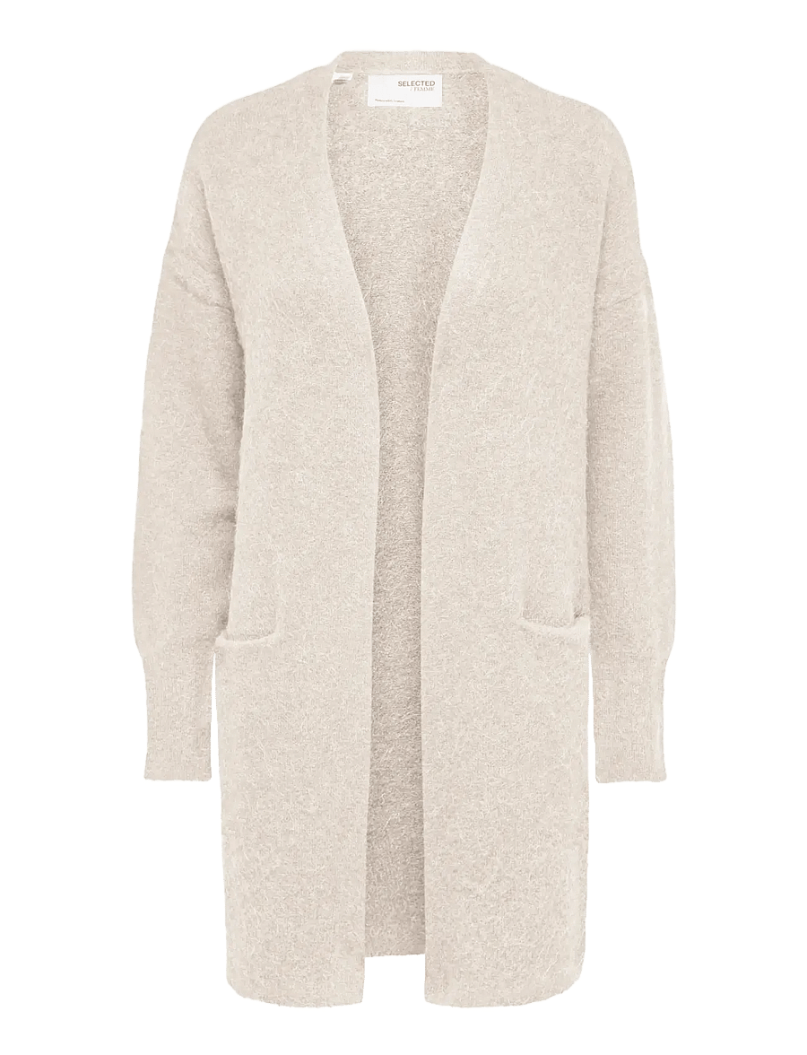 Selected - SLWLULU NEW LS KNIT LONG CARDIGAN B NOOS - strickjacken - birch - 1