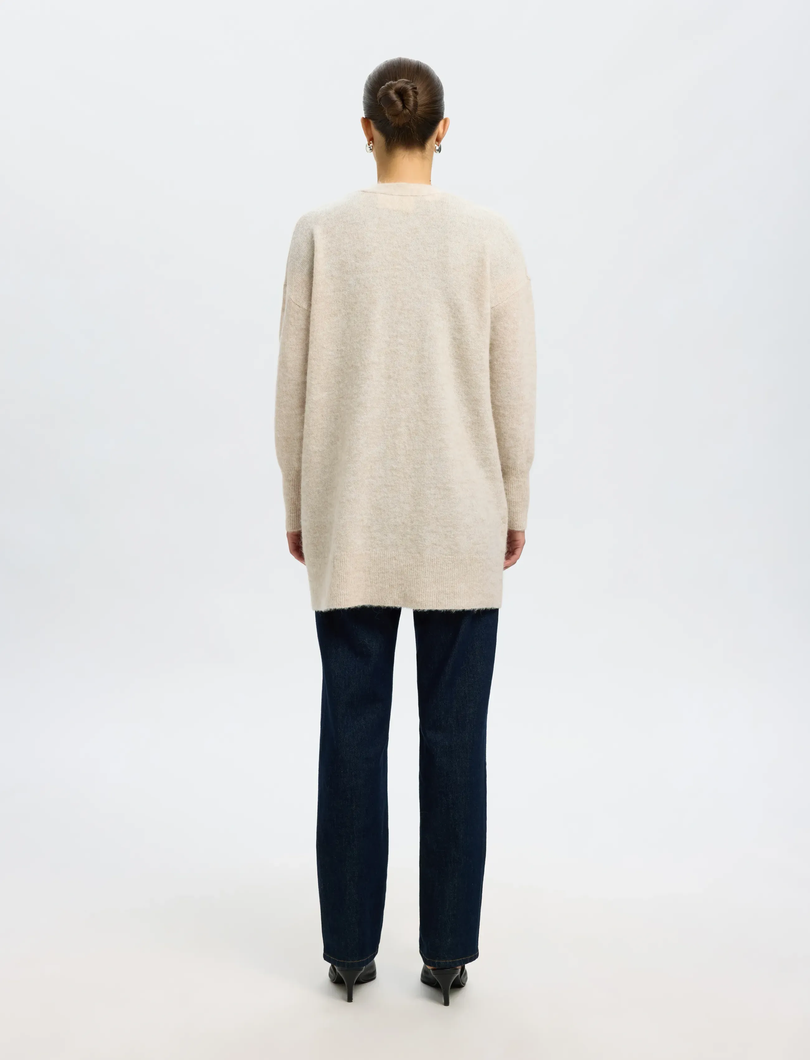 Selected - SLWLULU NEW LS KNIT LONG CARDIGAN B NOOS - gilets - birch - 2