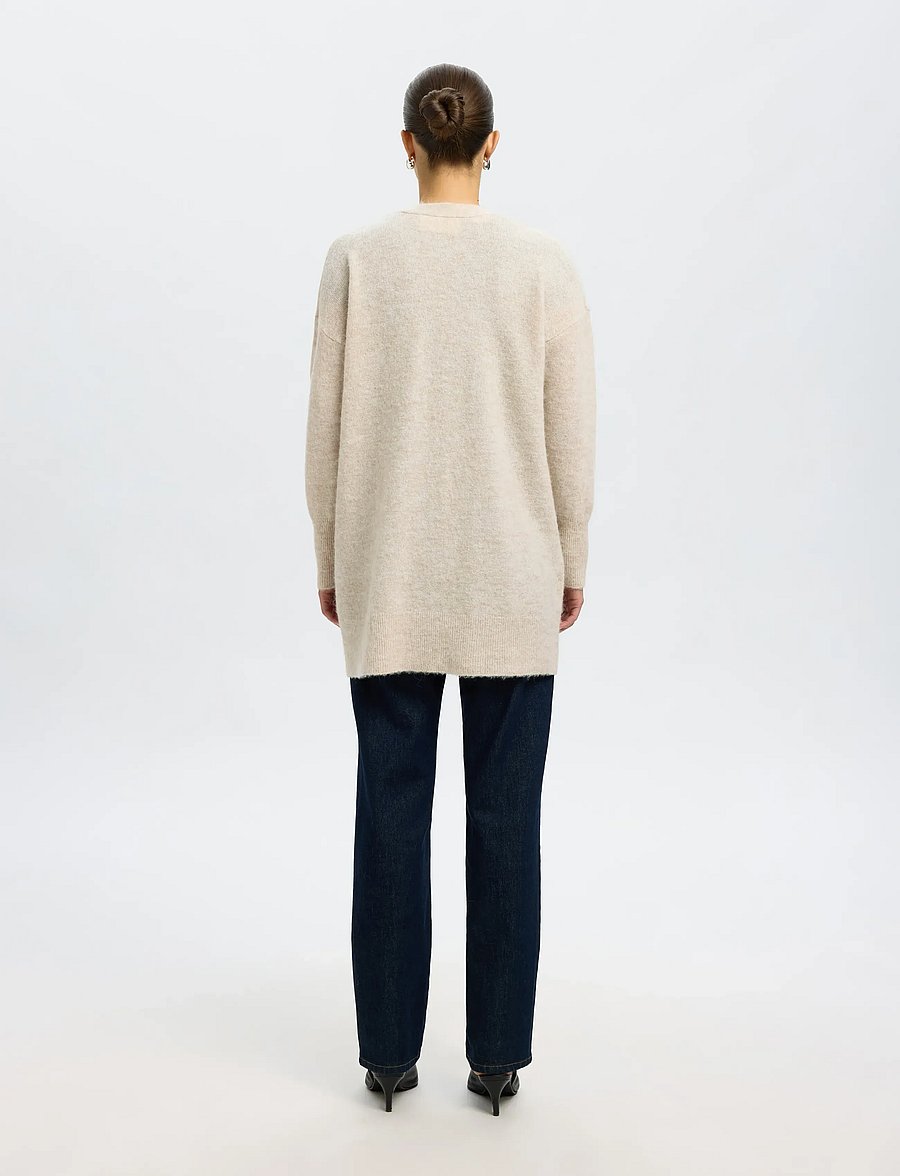 Selected - SLWLULU NEW LS KNIT LONG CARDIGAN B NOOS - strickjacken - birch - 2