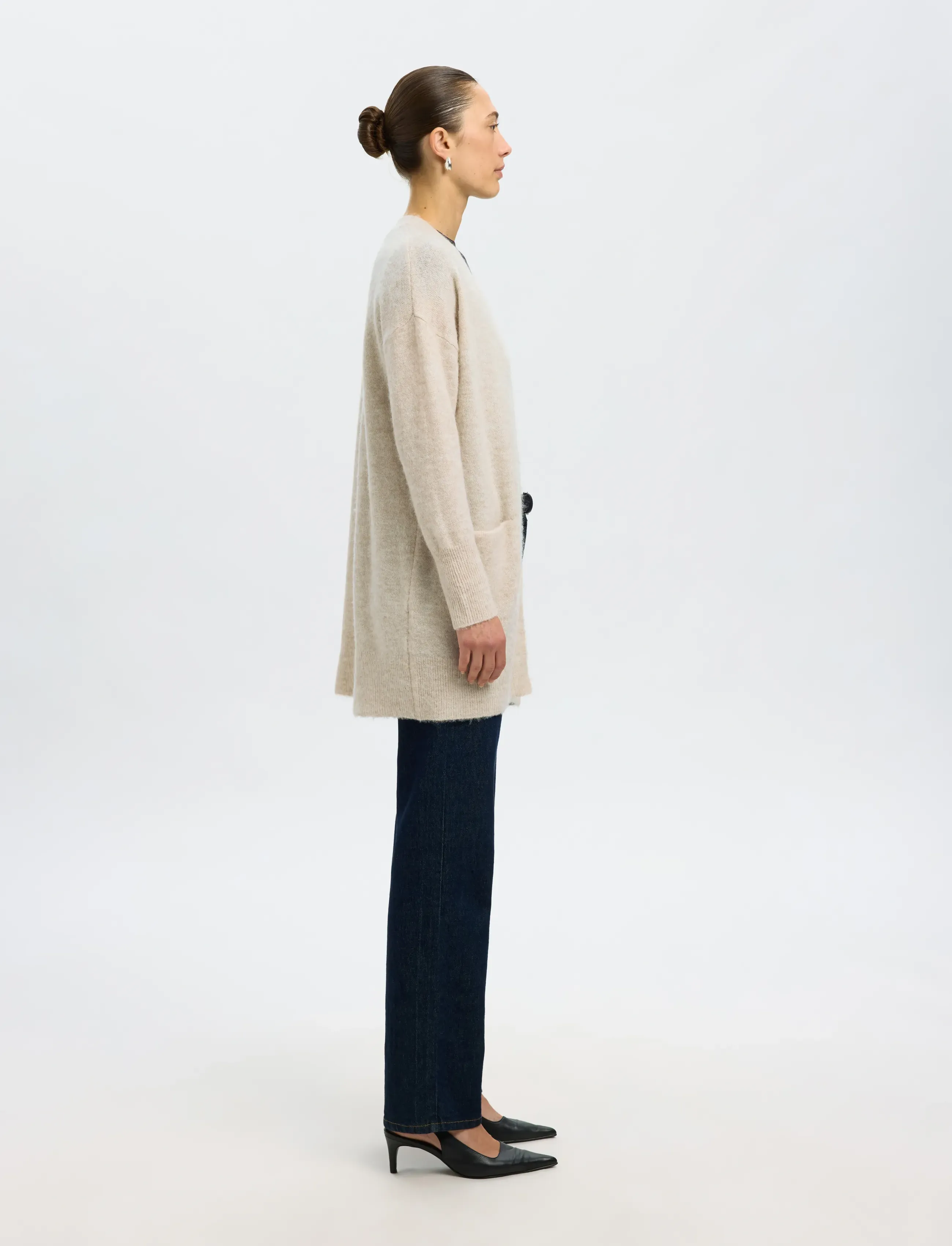 Selected - SLWLULU NEW LS KNIT LONG CARDIGAN B NOOS - gilets - birch - 3