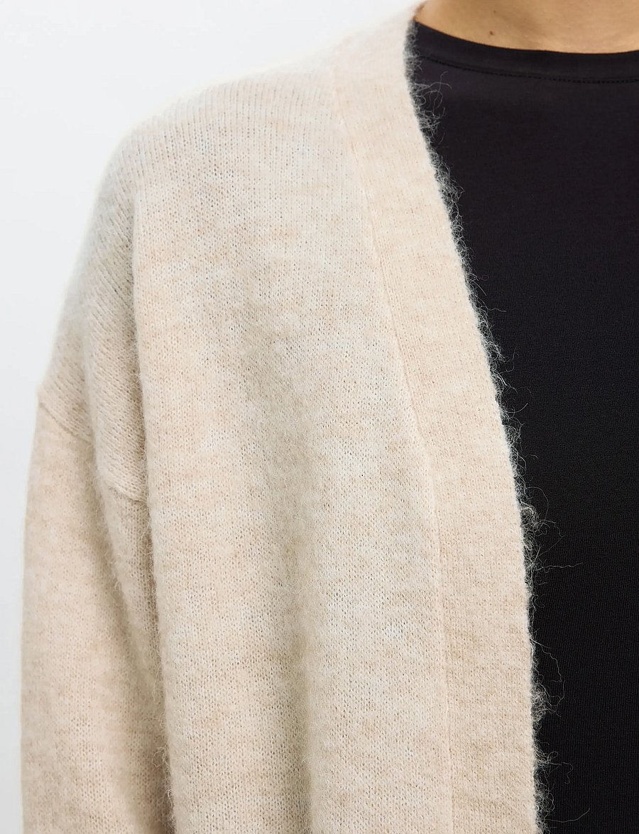 Selected - SLWLULU NEW LS KNIT LONG CARDIGAN B NOOS - strickjacken - birch - 4