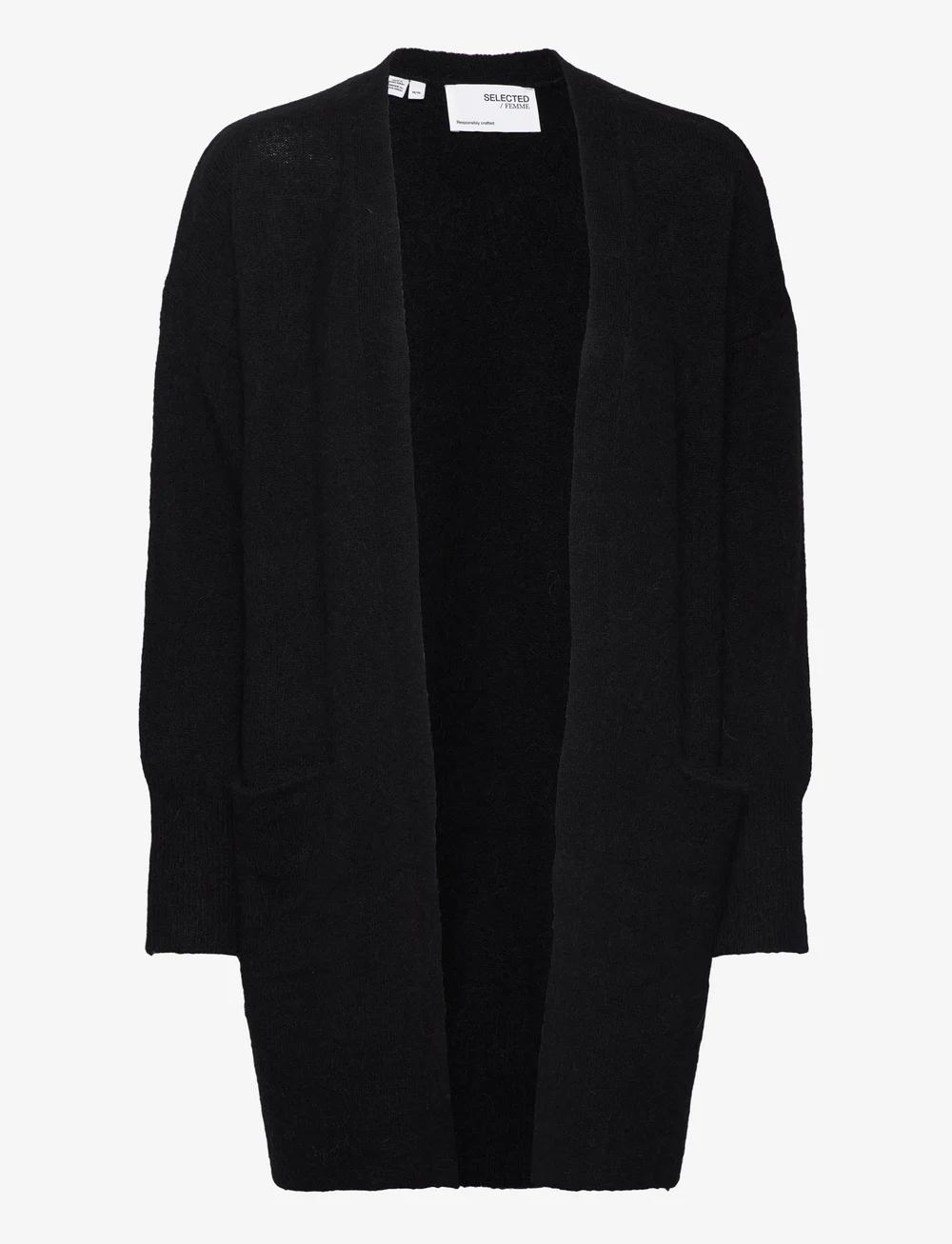 Selected - SLFLULU NEW LS KNIT LONG CARDIGAN  B - cardigans - black - 1