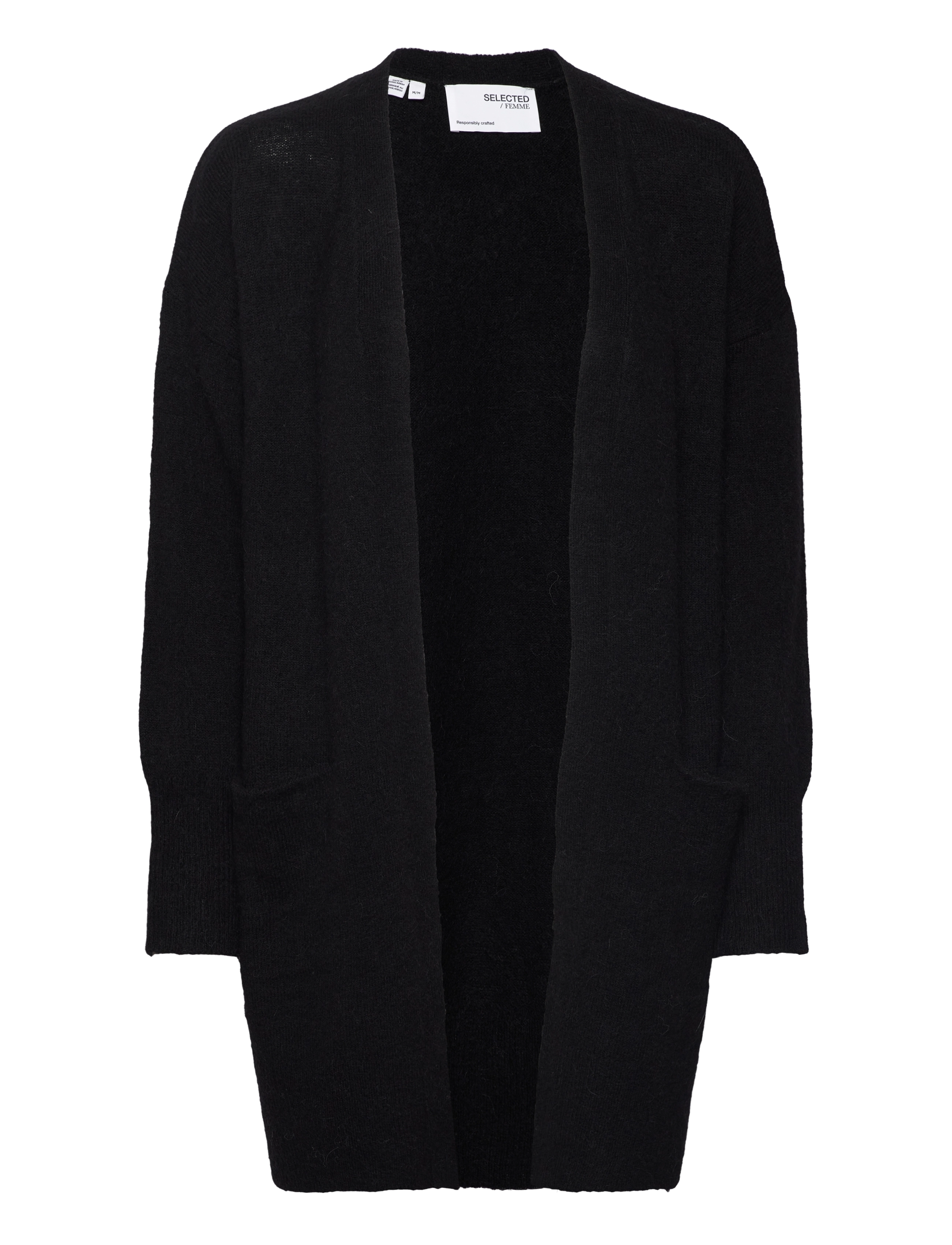 Selected SLWLULU NEW LS KNIT LONG CARDIGAN B NOOS - Tøj - BLACK / black