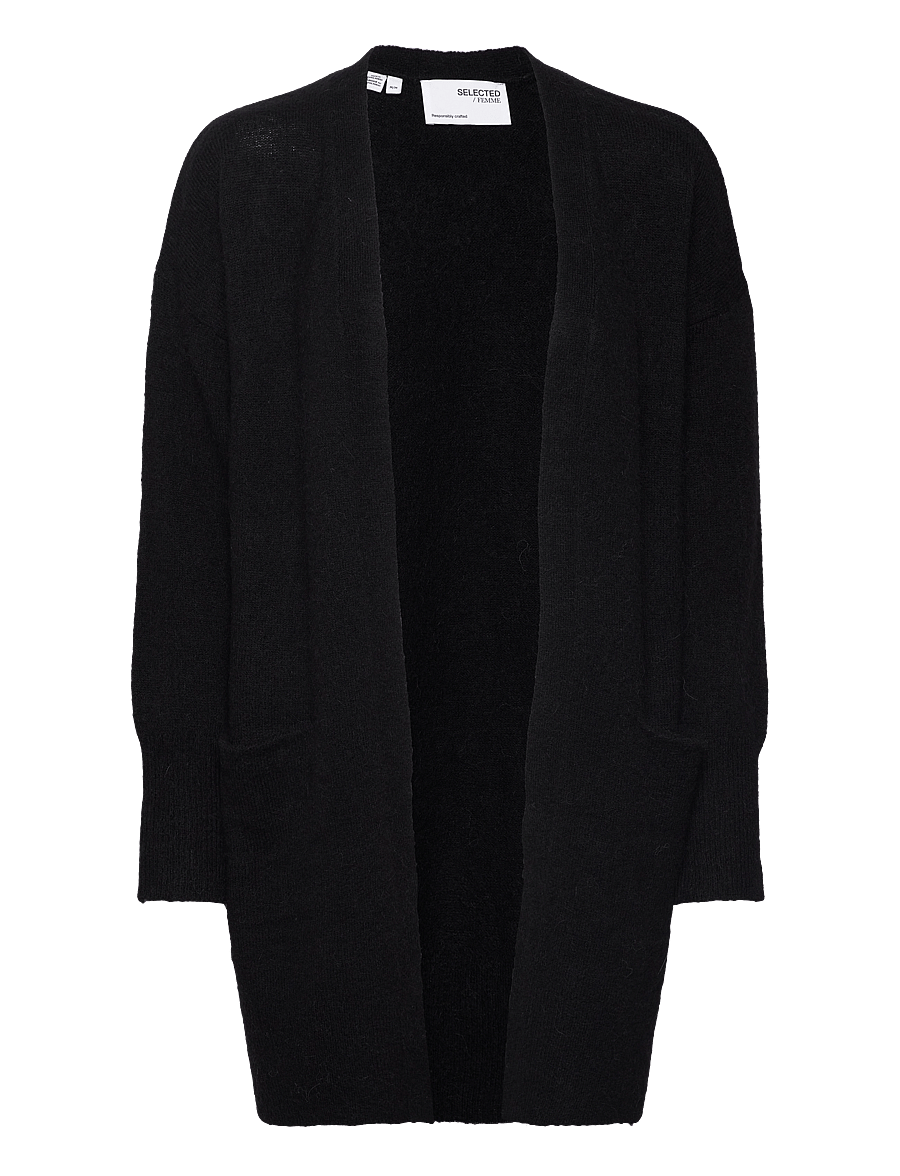 Selected - SLWLULU NEW LS KNIT LONG CARDIGAN B NOOS - cardigans - black - 1