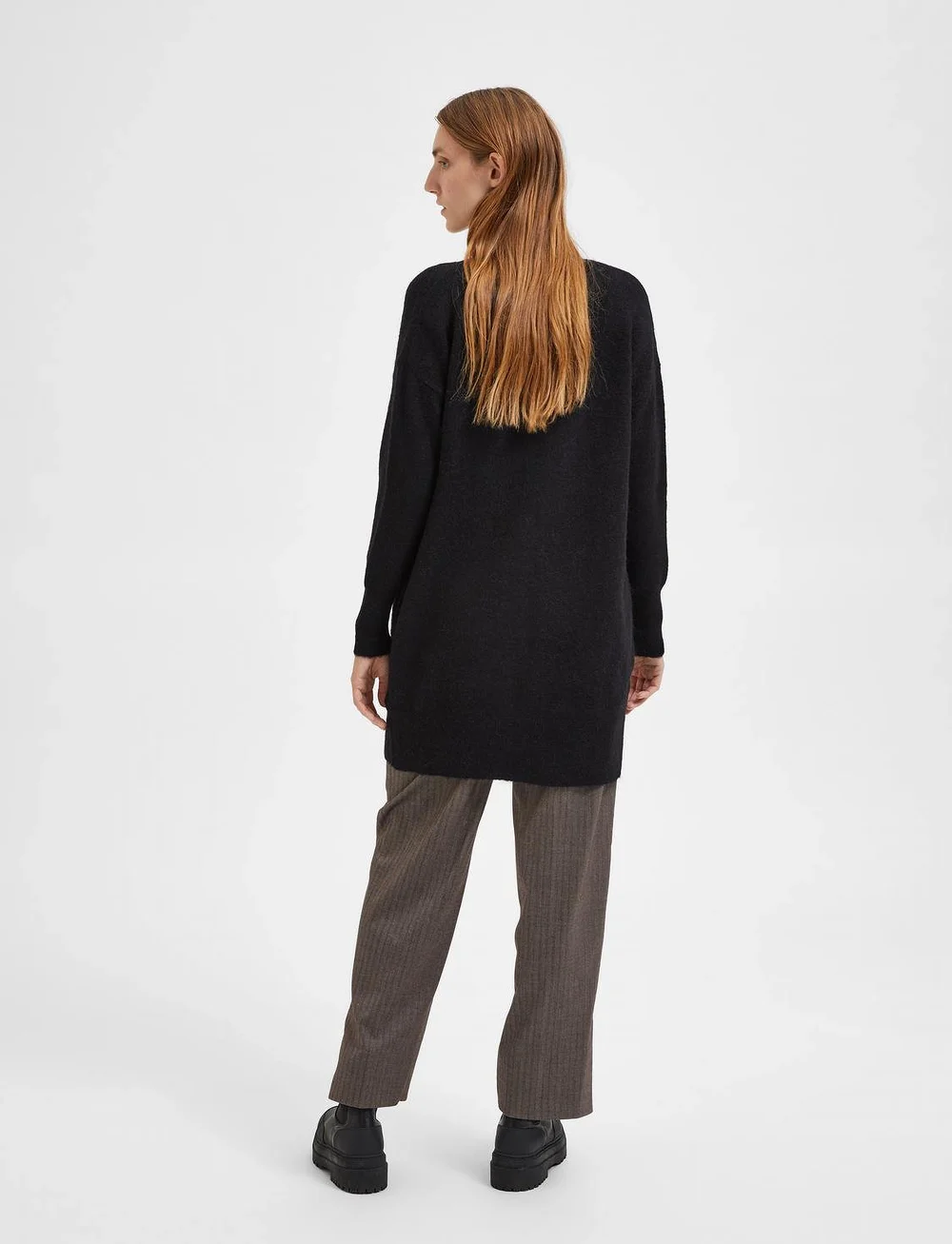 Selected - SLFLULU NEW LS KNIT LONG CARDIGAN  B - cardigans - black - 3