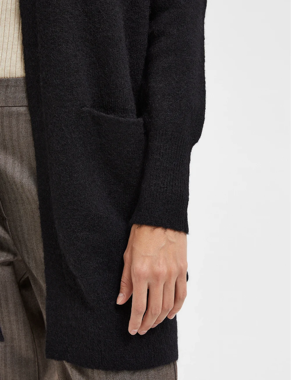 Selected - SLFLULU NEW LS KNIT LONG CARDIGAN  B - cardigans - black - 5