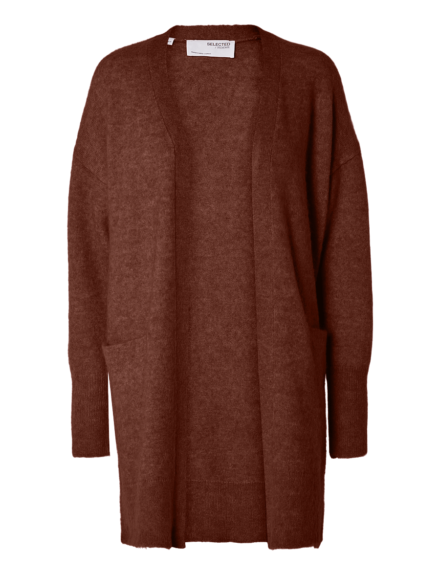 Selected - SLWLULU NEW LS KNIT LONG CARDIGAN B NOOS - strickjacken - cherry mahogany - 0