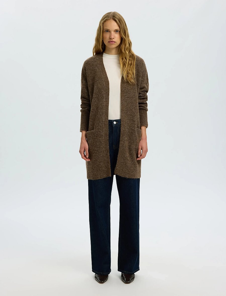 Selected - SLWLULU NEW LS KNIT LONG CARDIGAN B NOOS - strickjacken - dachshund - 0