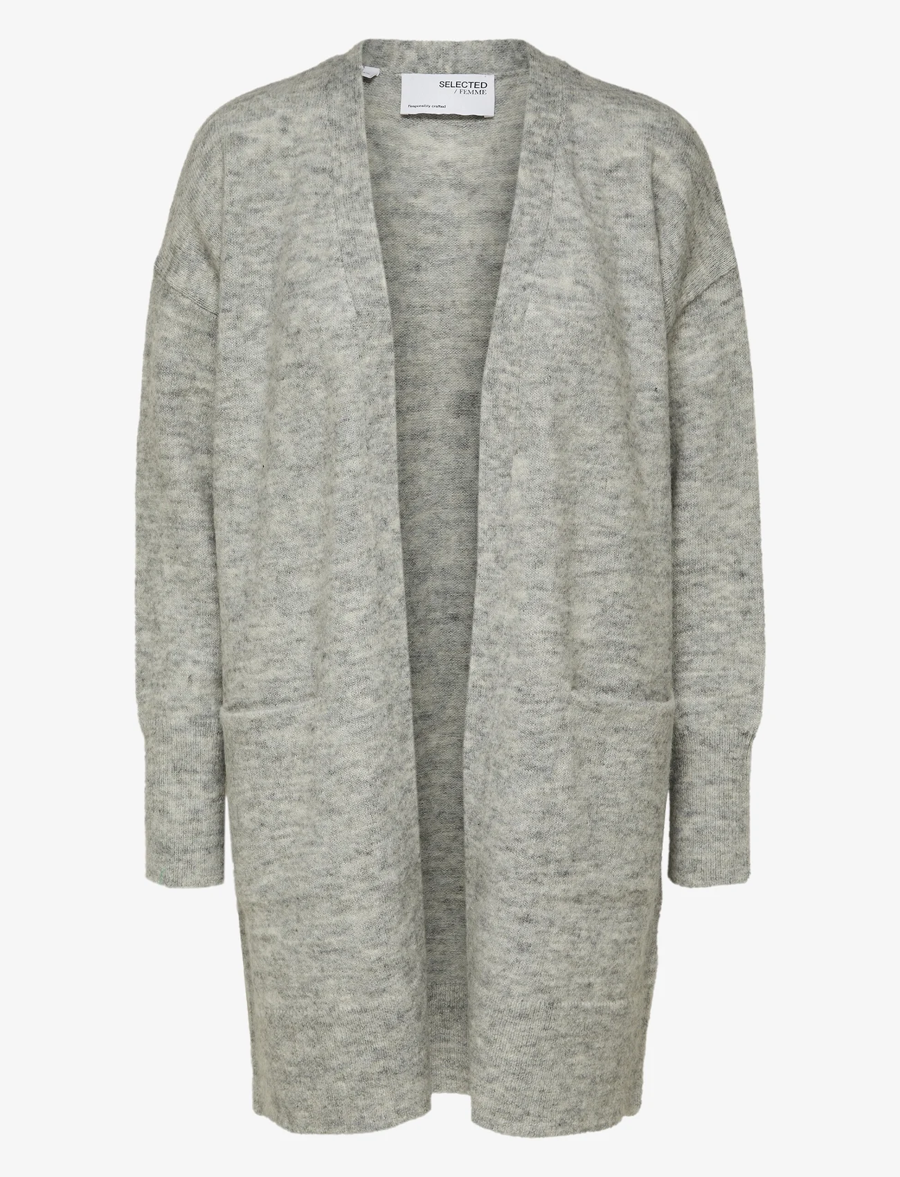 Selected Femme - SLFLULU NEW LS KNIT LONG CARDIGAN B NOOS - cardigans - light grey melange - 0