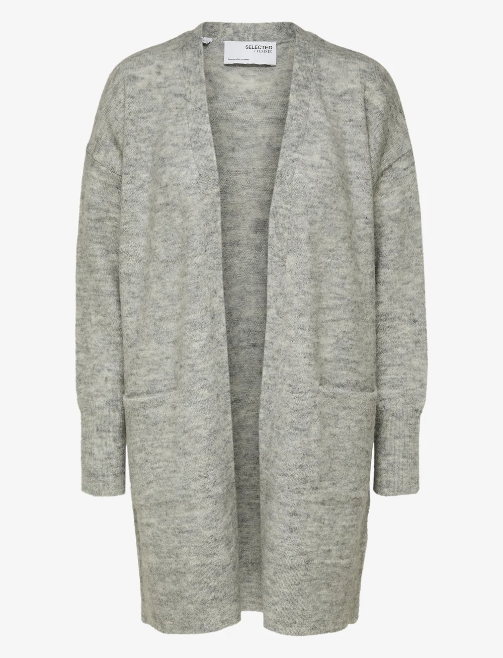 Selected - SLFLULU NEW LS KNIT LONG CARDIGAN  B - cardigans - light grey melange - 1