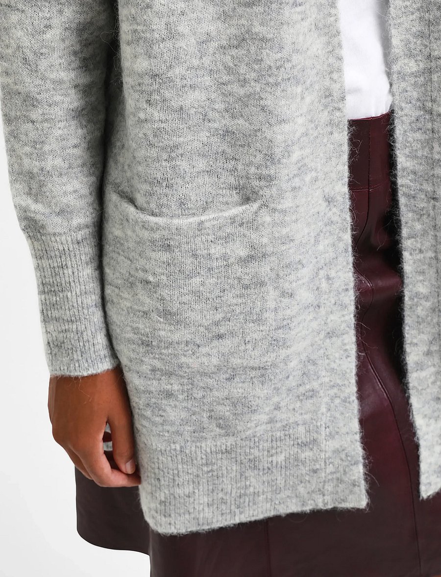 Selected - SLWLULU NEW LS KNIT LONG CARDIGAN B NOOS - strickjacken - light grey melange - 5