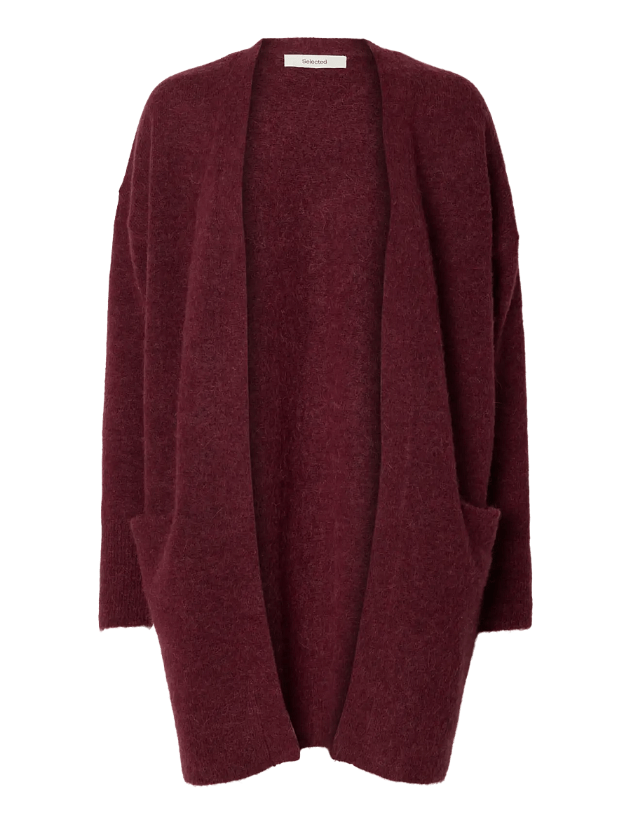 Selected - SLWLULU NEW LS KNIT LONG CARDIGAN B NOOS - strickjacken - tawny port - 1
