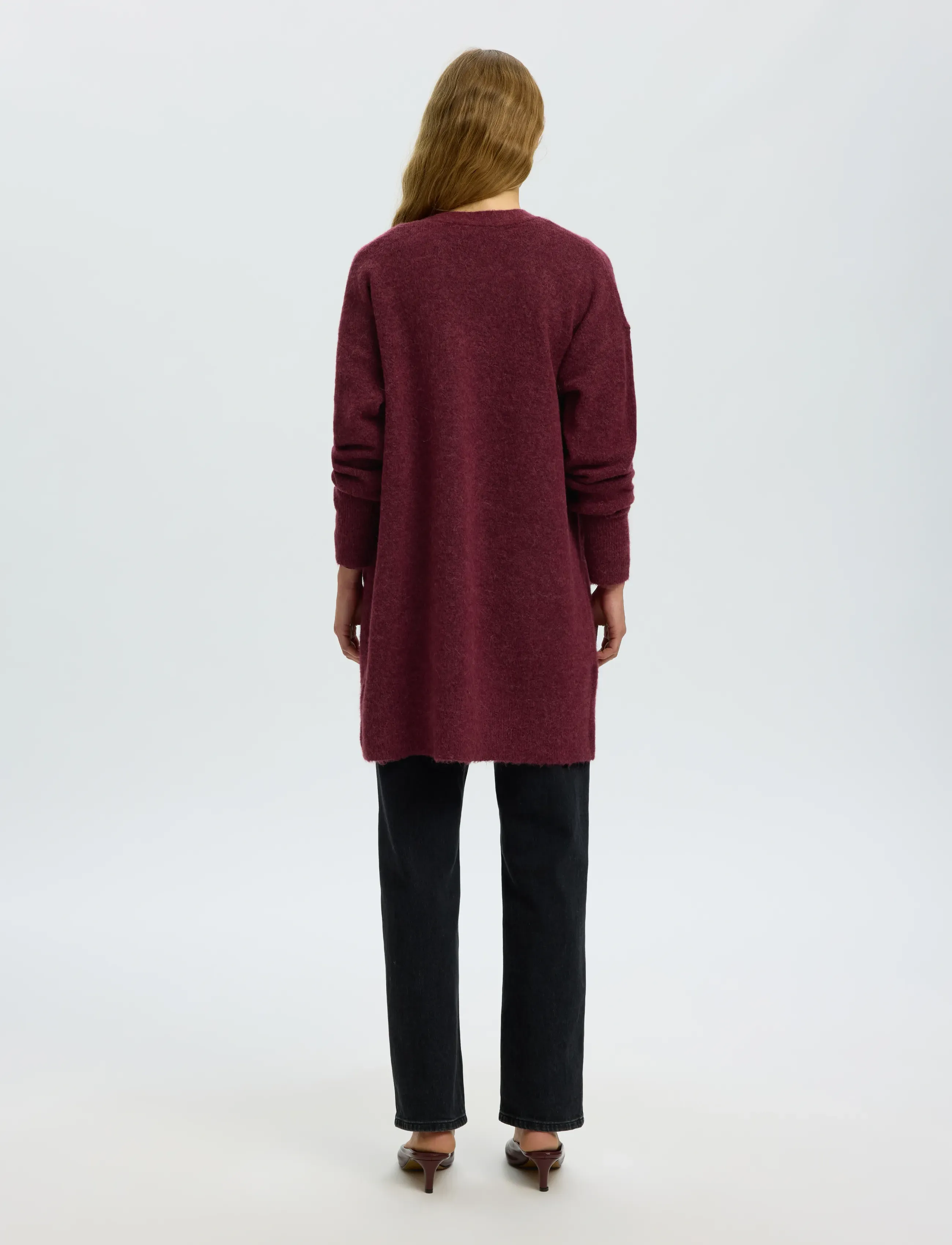 Selected - SLWLULU NEW LS KNIT LONG CARDIGAN B NOOS - cardigans - tawny port - 2