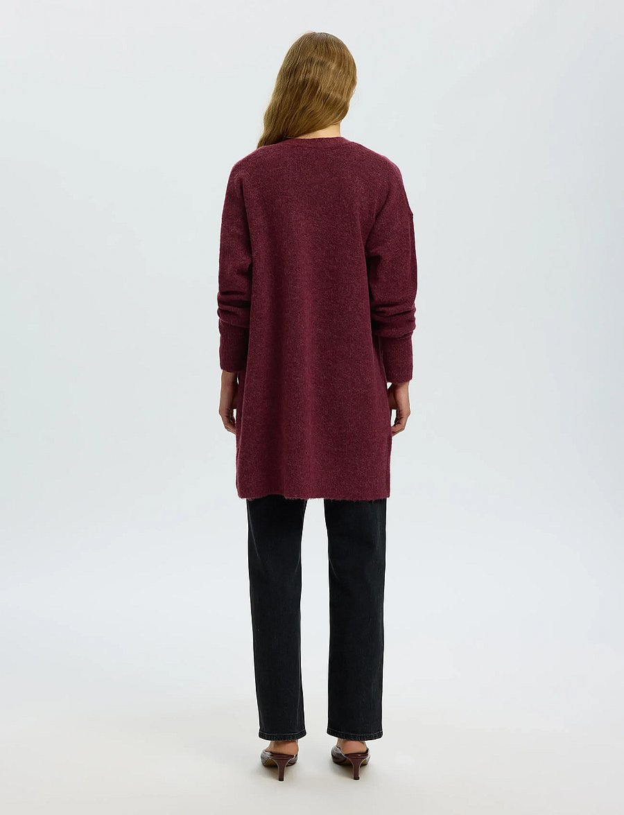 Selected - SLWLULU NEW LS KNIT LONG CARDIGAN B NOOS - strickjacken - tawny port - 2