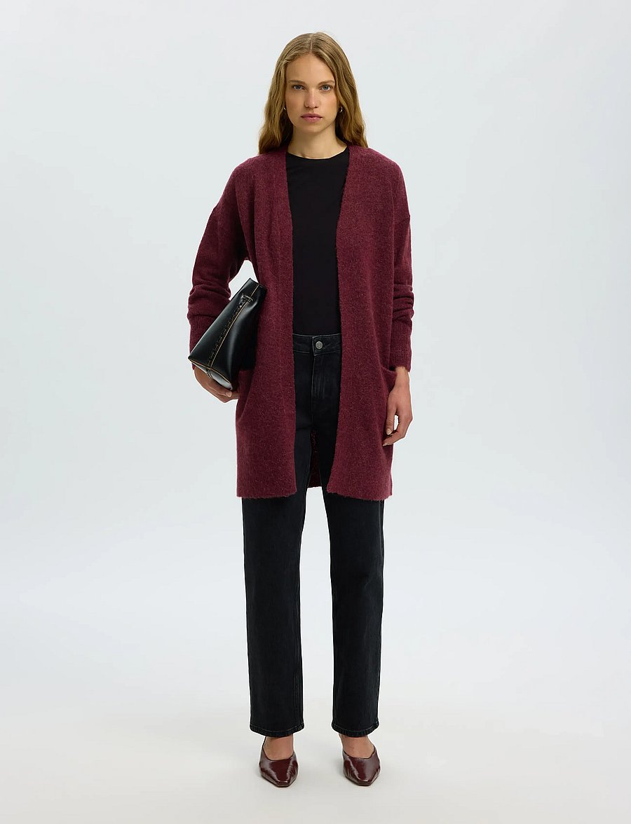 Selected - SLWLULU NEW LS KNIT LONG CARDIGAN B NOOS - strickjacken - tawny port - 3