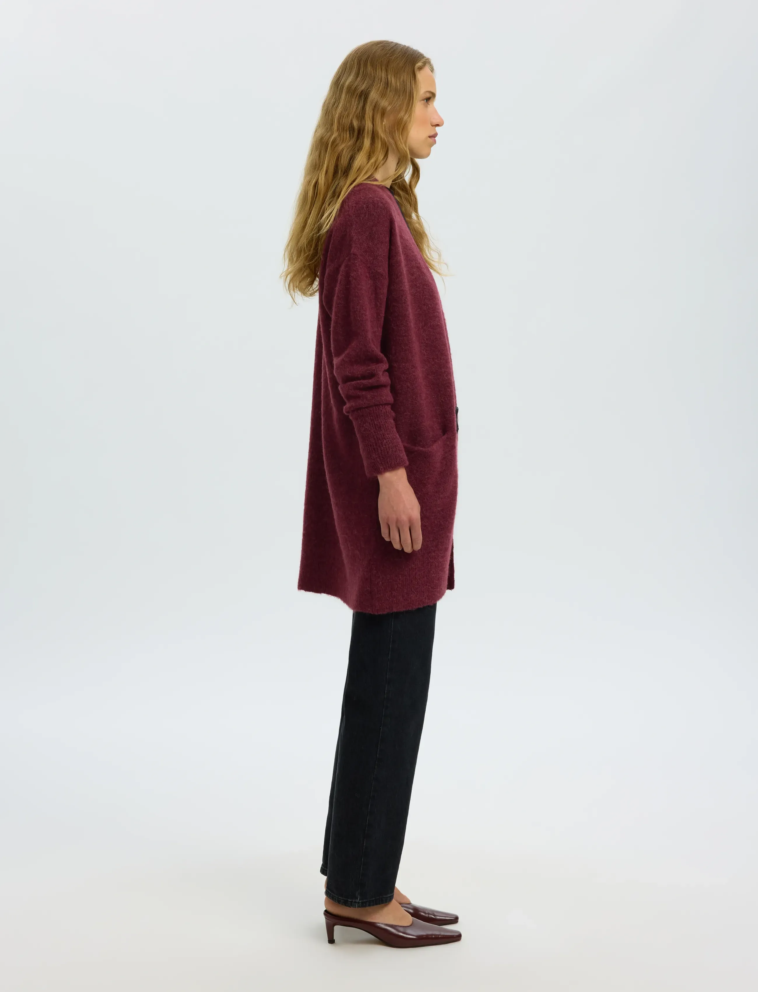 Selected - SLWLULU NEW LS KNIT LONG CARDIGAN B NOOS - cardigans - tawny port - 5