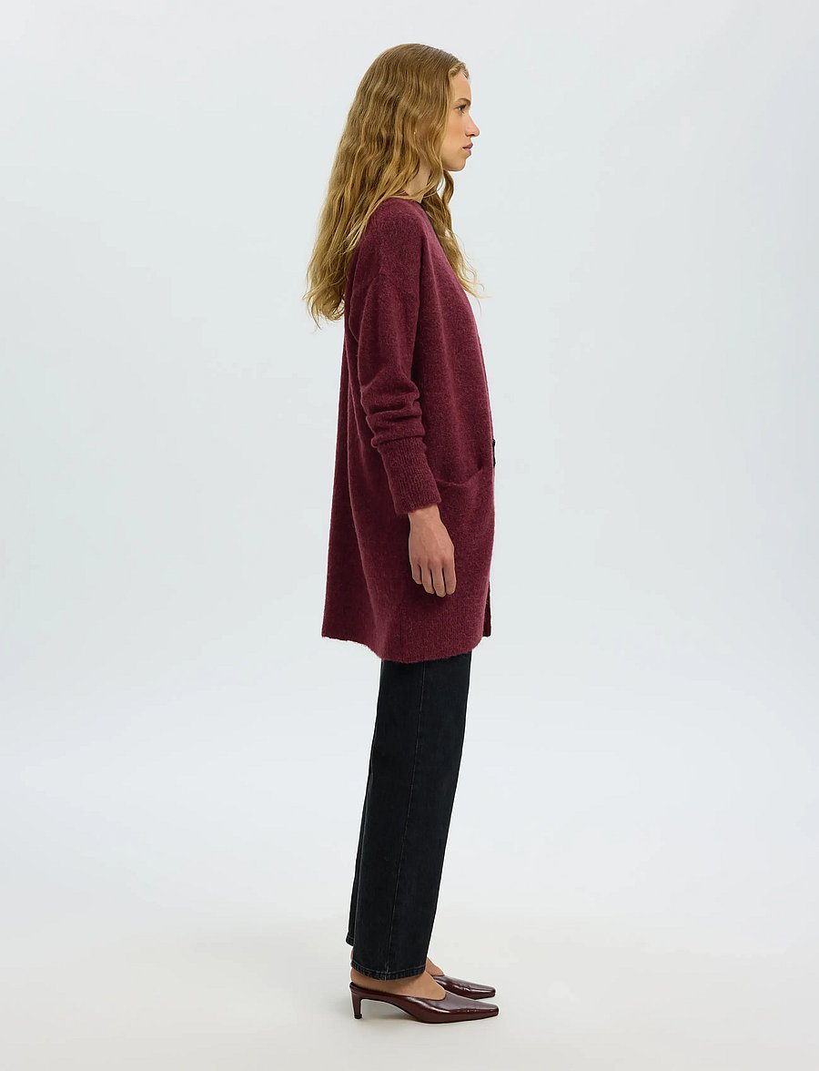 Selected - SLWLULU NEW LS KNIT LONG CARDIGAN B NOOS - strickjacken - tawny port - 5