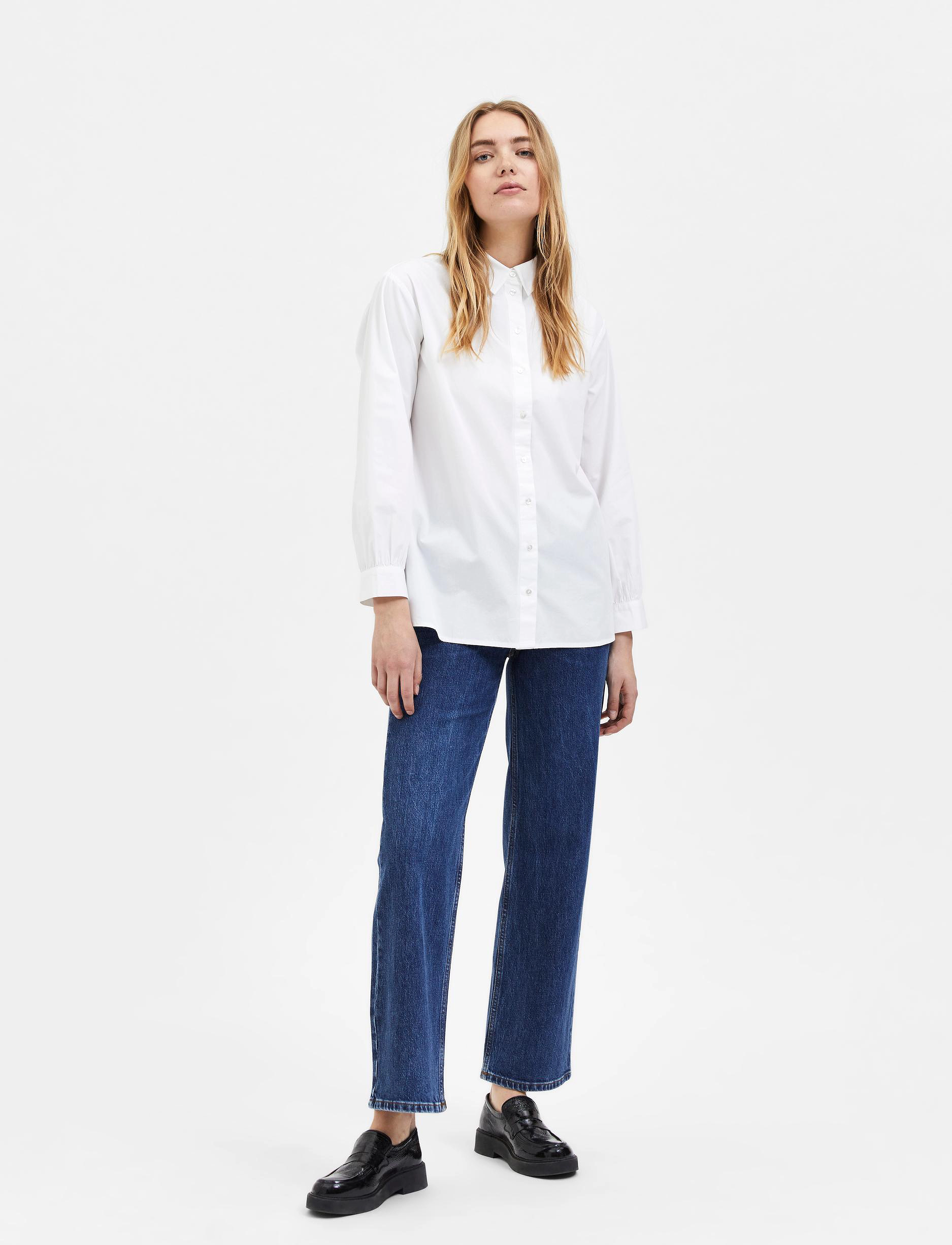 Selected - SLFREKA LS SHIRT B - langærmede skjorter - bright white - 4