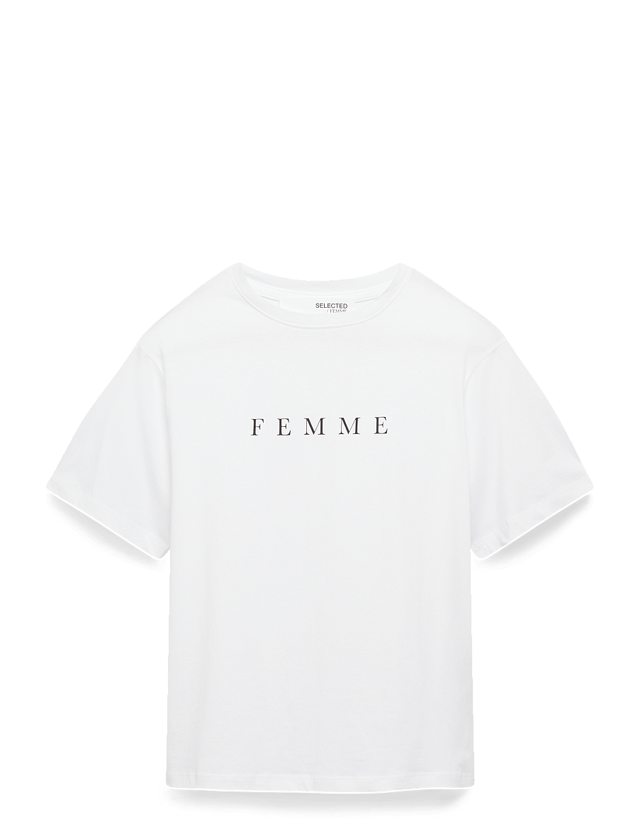 Selected - SLFVILJA SS PRINTED TEE W NOOS - t-shirts - bright white - 2