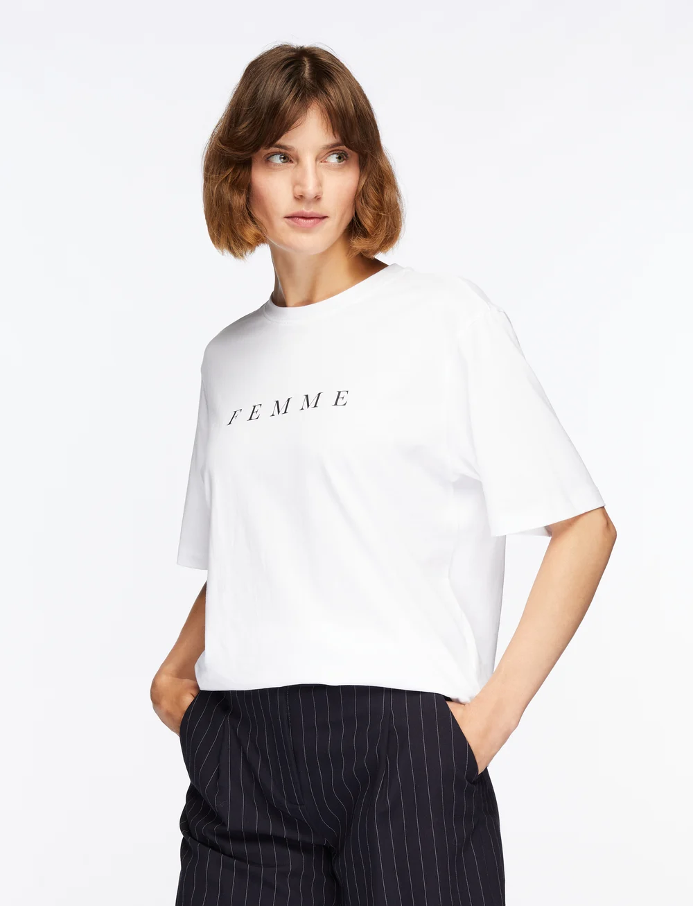 Selected - SLFVILJA SS PRINTED TEE W - t-shirts - bright white - 0