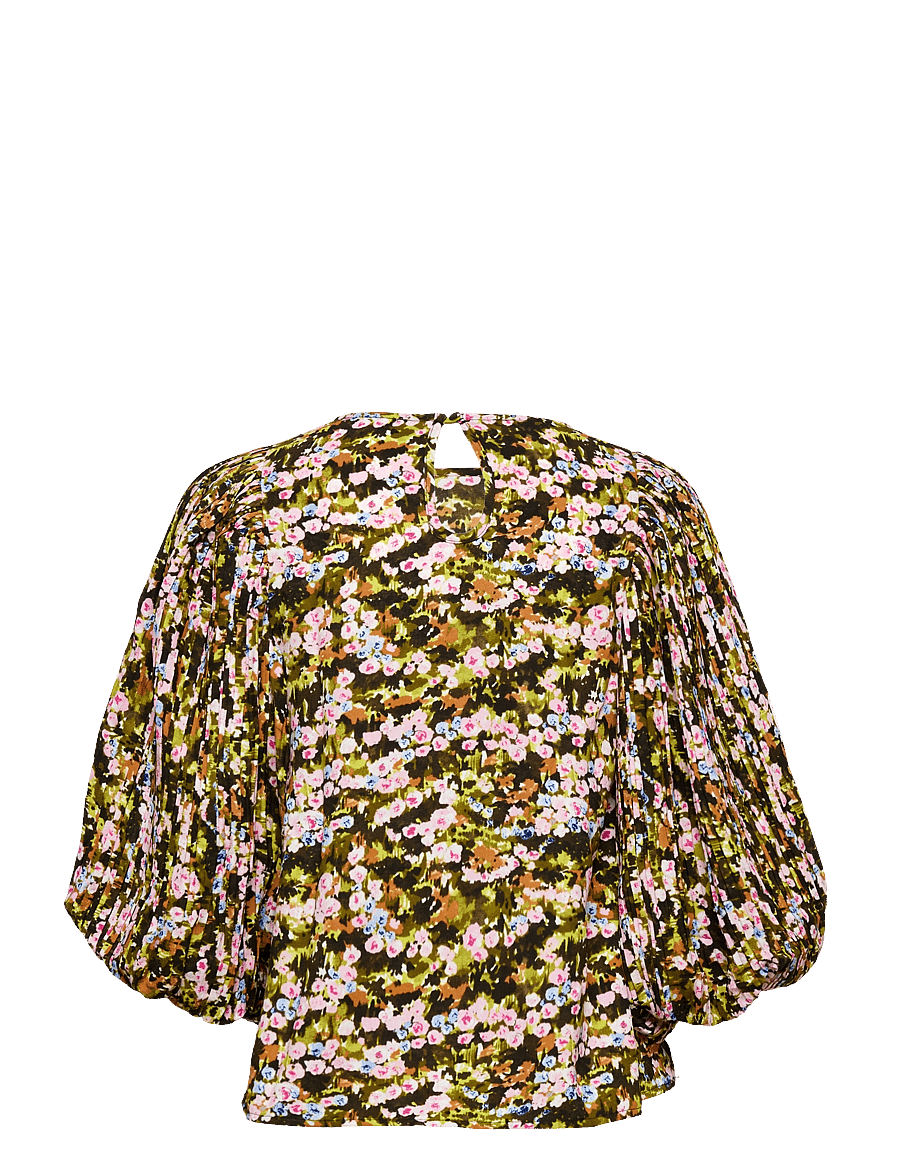 Selected - SLFEVIE 3/4 PLISSE TOP B - trekvartærmede bluser - dark citron - 2