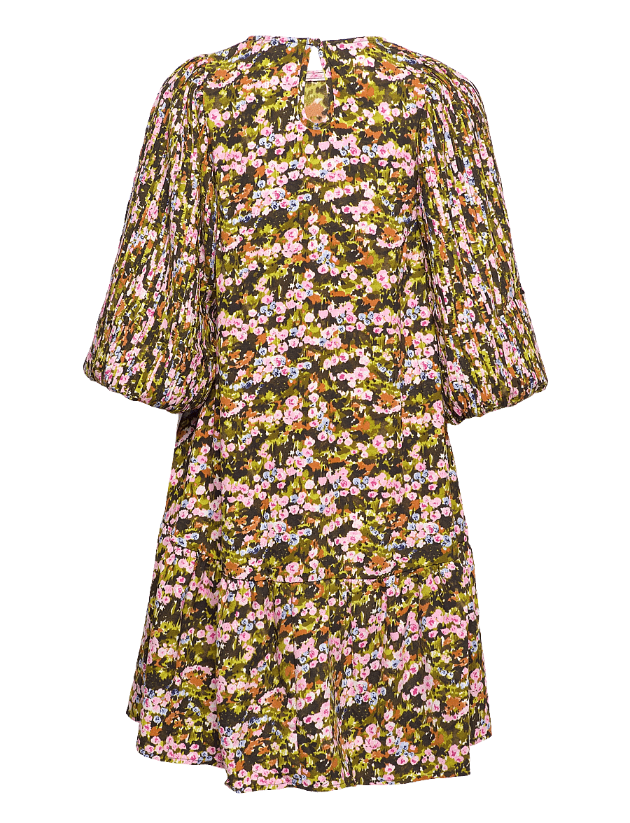 Selected - SLFEVIE 3/4 PLISSE DRESS B - kurze kleider - dark citron - 2