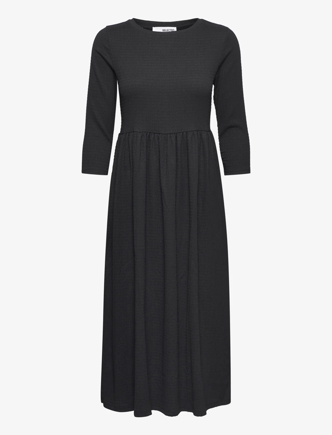 Selected Femme - SLFBEA 3/4 KNEE DRESS B - t-shirt dresses - black - 0