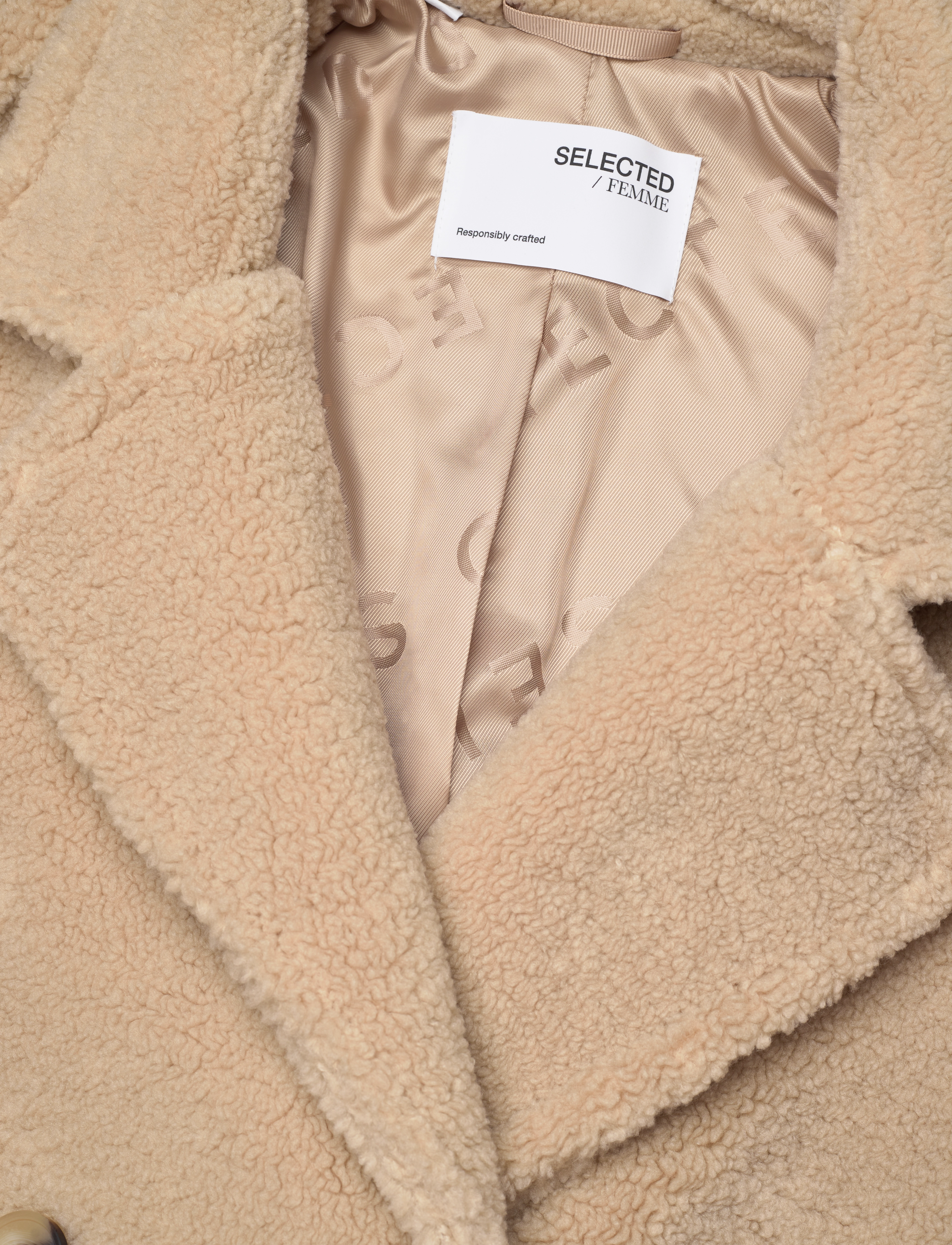 Selected Femme - SLFBETTY TEDDY COAT B - sandshell - 2