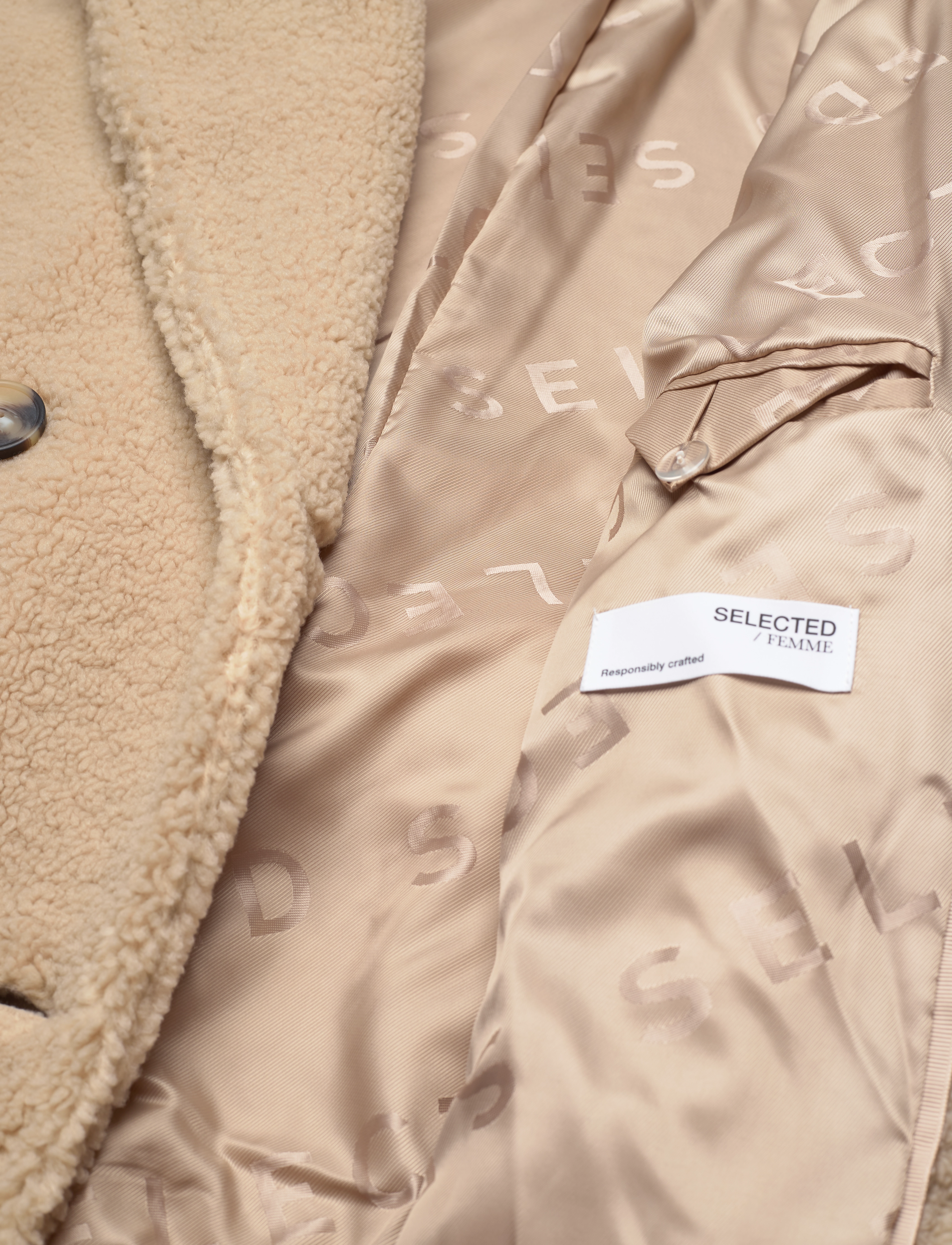 Selected Femme - SLFBETTY TEDDY COAT B - sandshell - 4