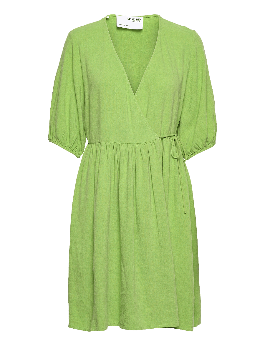Selected - SLFRAMI 2/4 SHORT WRAP DRESS B - robes portefeuille - greenery - 0