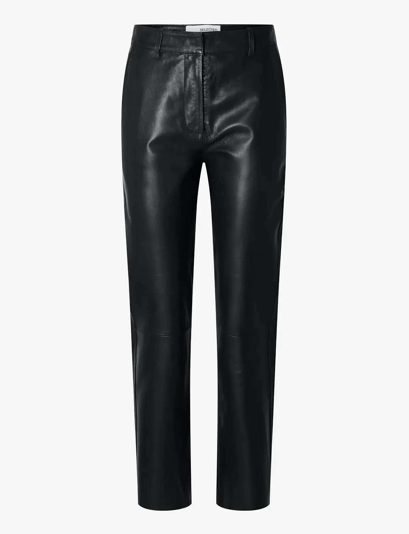 Selected - SLFMARIE MW LEATHER PANTS B NOOS - læderbukser - black - 1