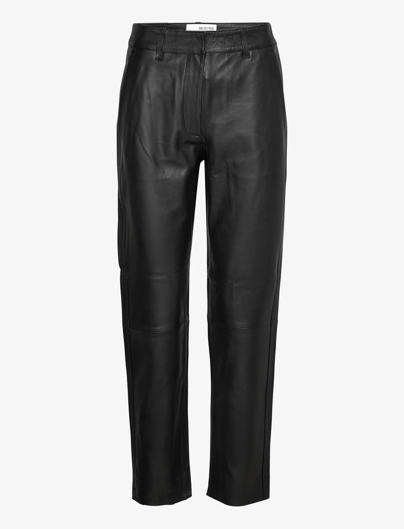 Selected Femme - SLFMARIE MW LEATHER PANTS B NOOS - festkläder till outletpriser - black - 0
