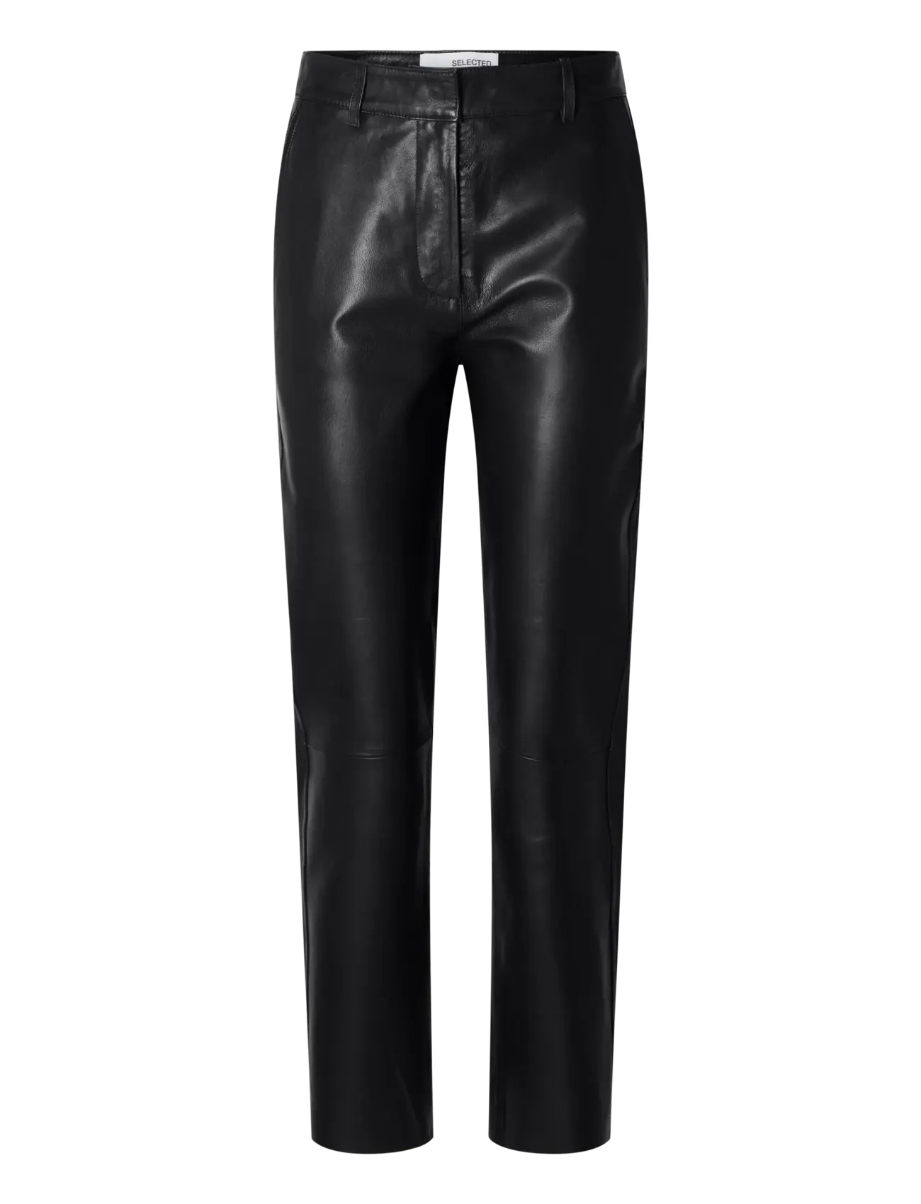 Selected SLWMARIE MW LEATHER PANTS B NOOS - Nahkpüksid - BLACK / black