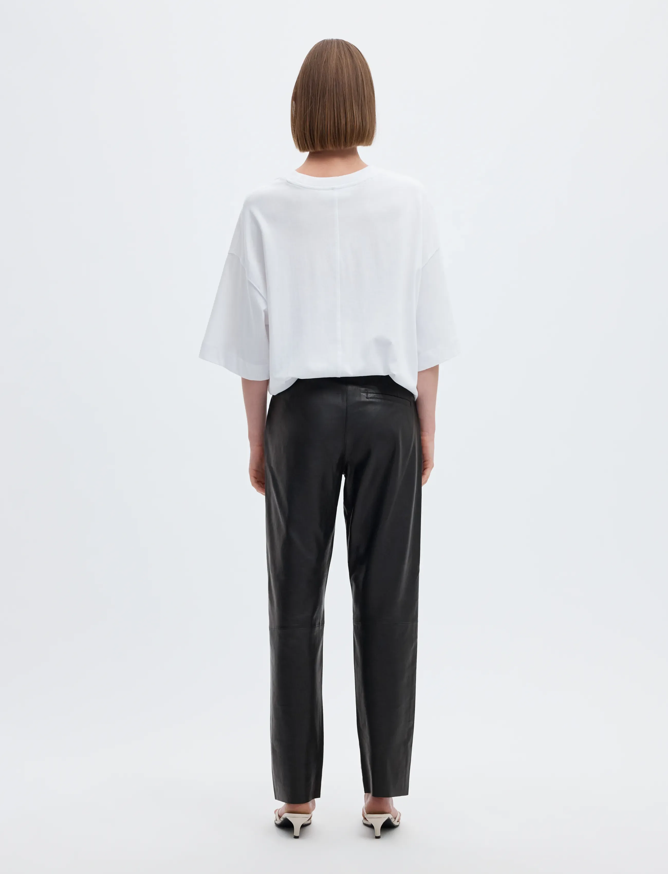 Selected - SLWMARIE MW LEATHER PANTS B NOOS - lederhosen - black - 3