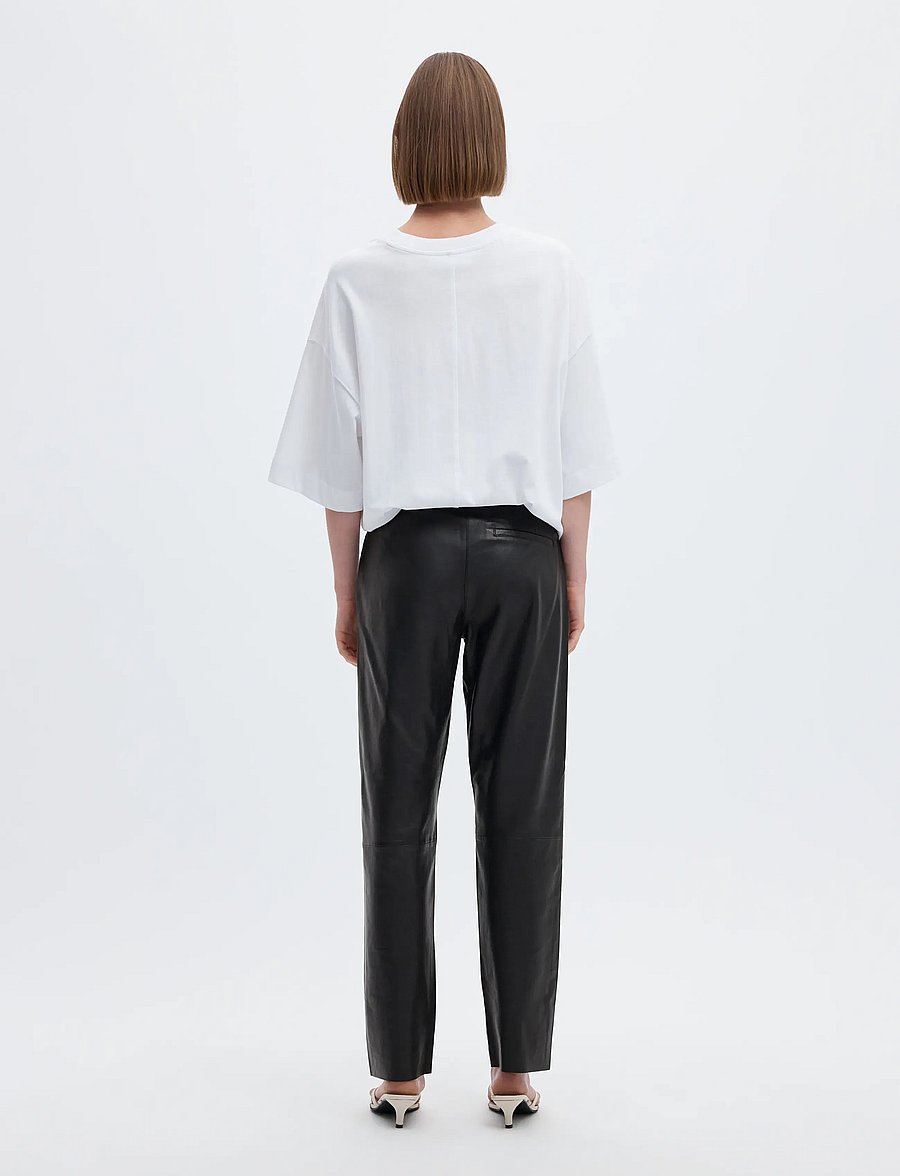 Selected - SLWMARIE MW LEATHER PANTS B NOOS - lederhosen - black - 3