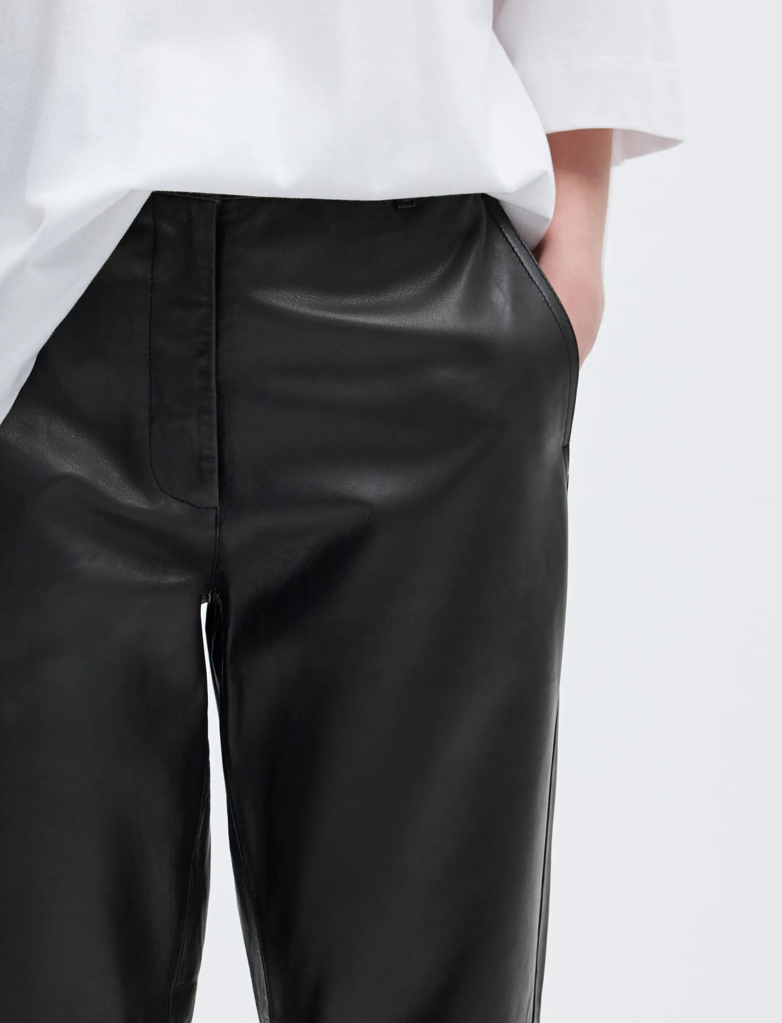 Selected - SLWMARIE MW LEATHER PANTS B NOOS - lederhosen - black - 5