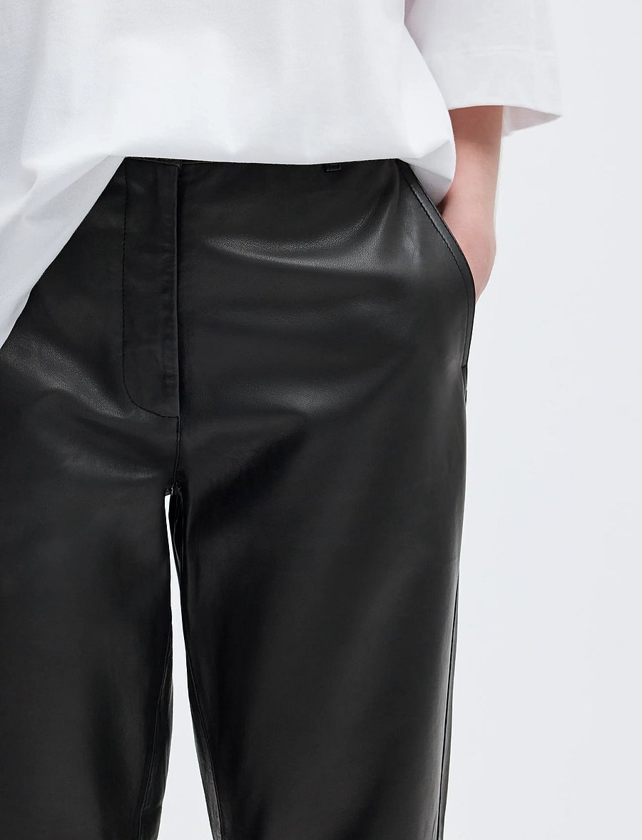 Selected - SLWMARIE MW LEATHER PANTS B NOOS - lederhosen - black - 5
