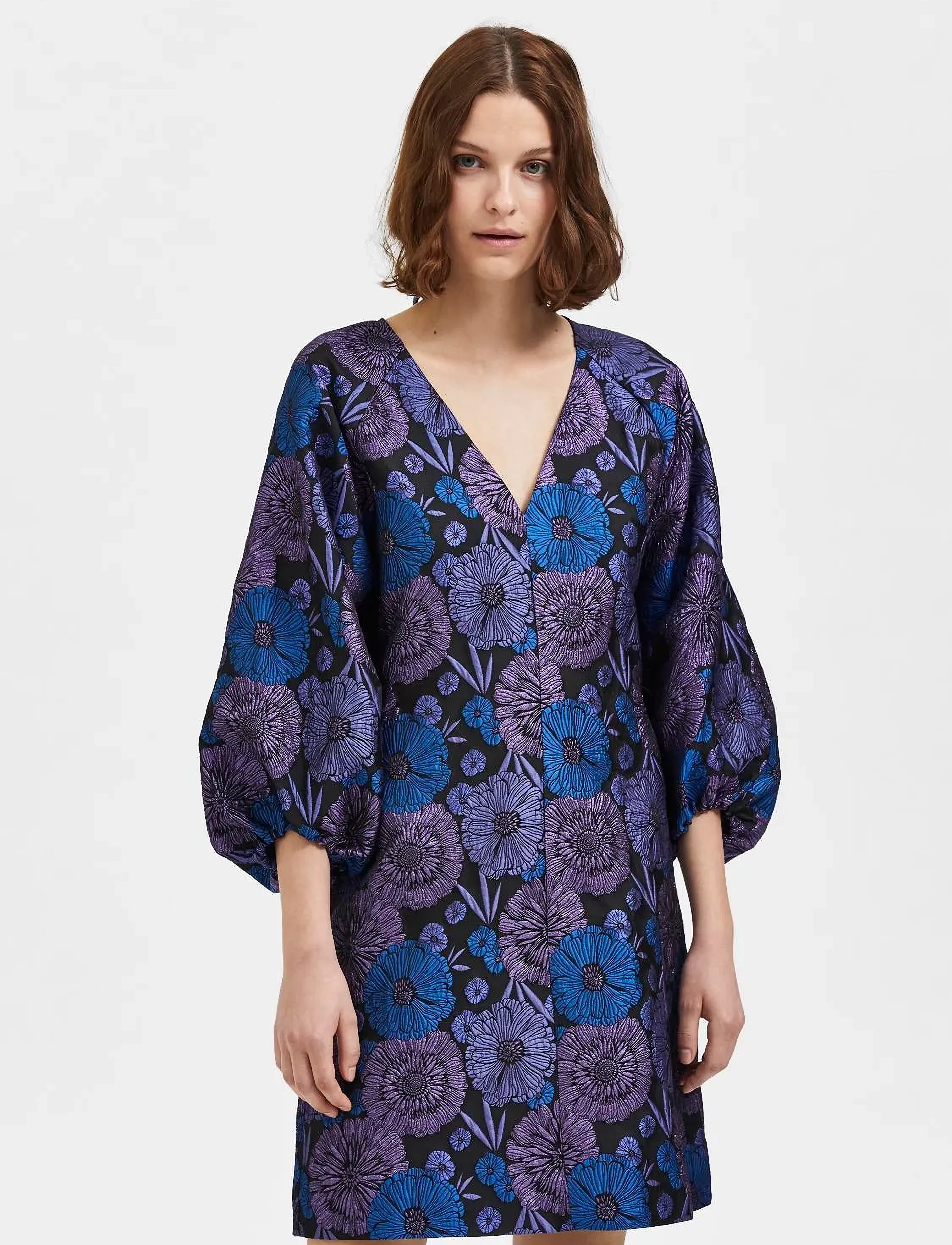 Selected SLFELANI 7/8 SHORT DRESS B - Kjoler - BLACK / navy