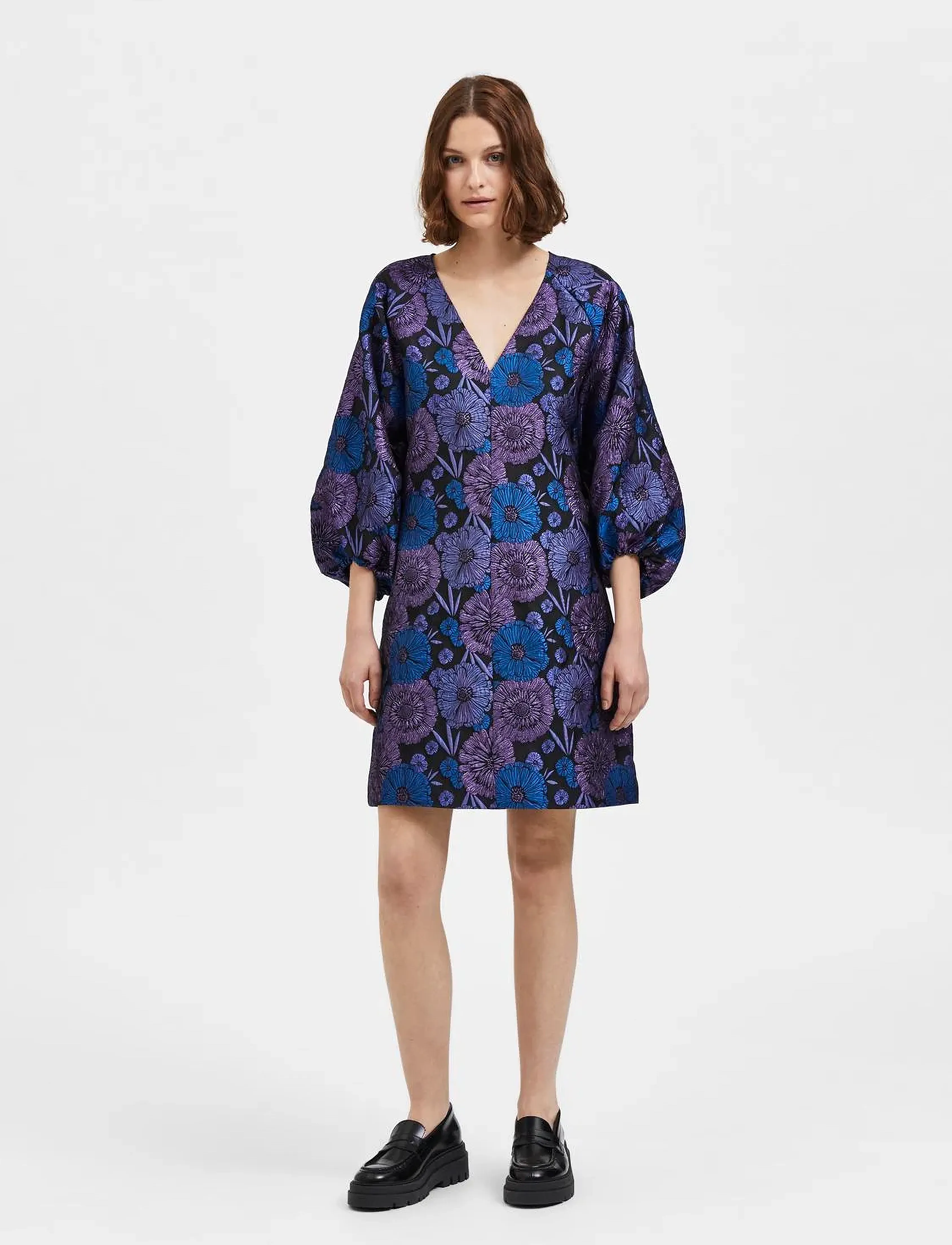 Selected - SLFELANI 7/8 SHORT DRESS B - festkjoler - black - 4